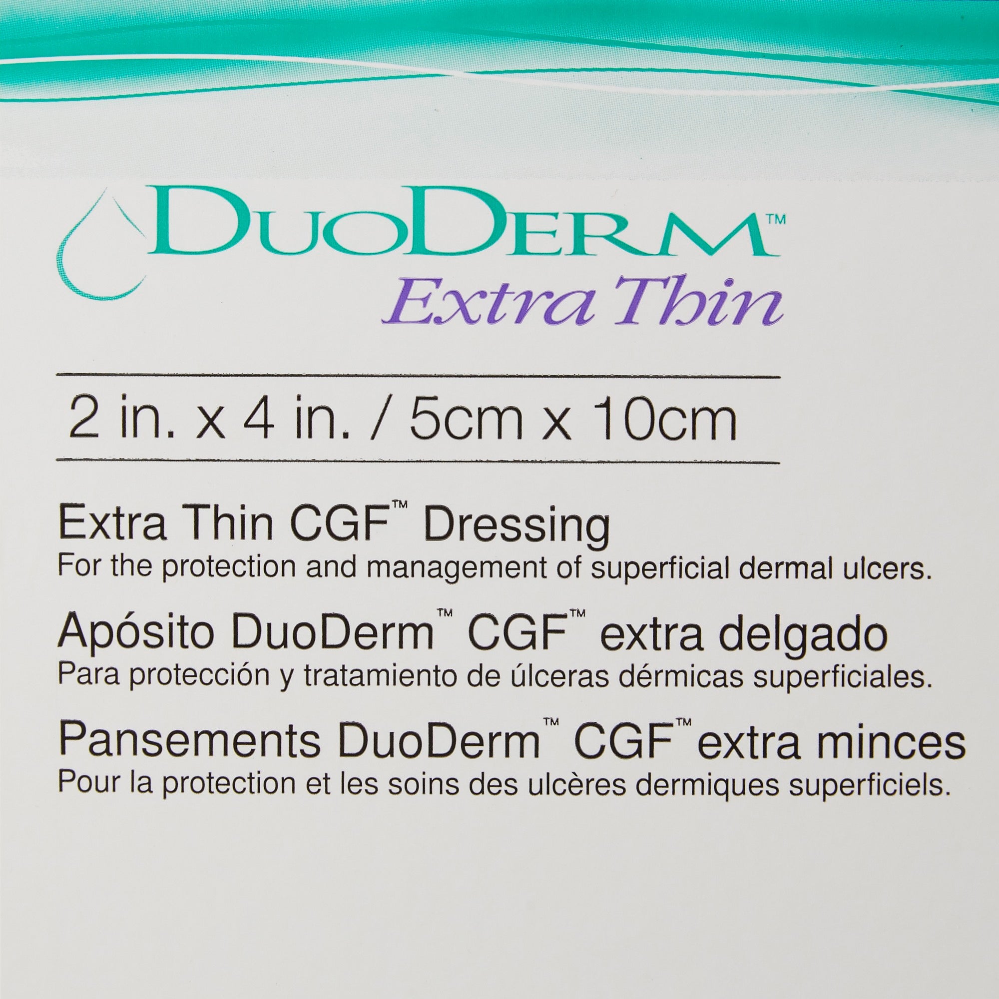 Thin Hydrocolloid Dressing DuoDERM Extra Thin CGF Film Backing 2 X 4 Inch Rectangle Hydrocolloid / Film,Packaging Type- Box