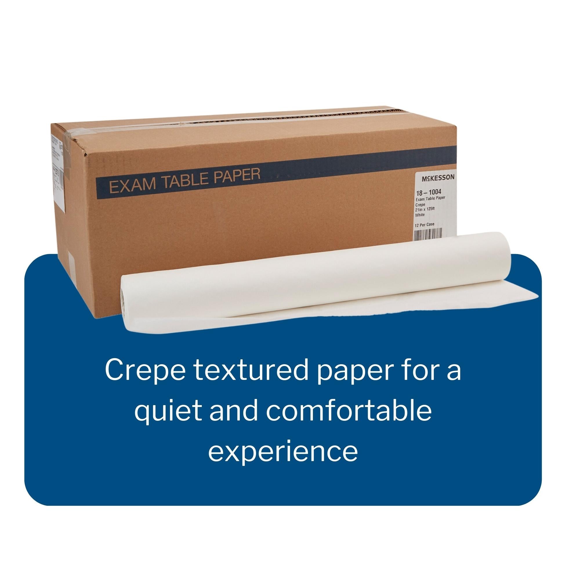 Table Paper McKesson 21 Inch Width 125 Foot Length White Crepe, Packaging Type- Case
