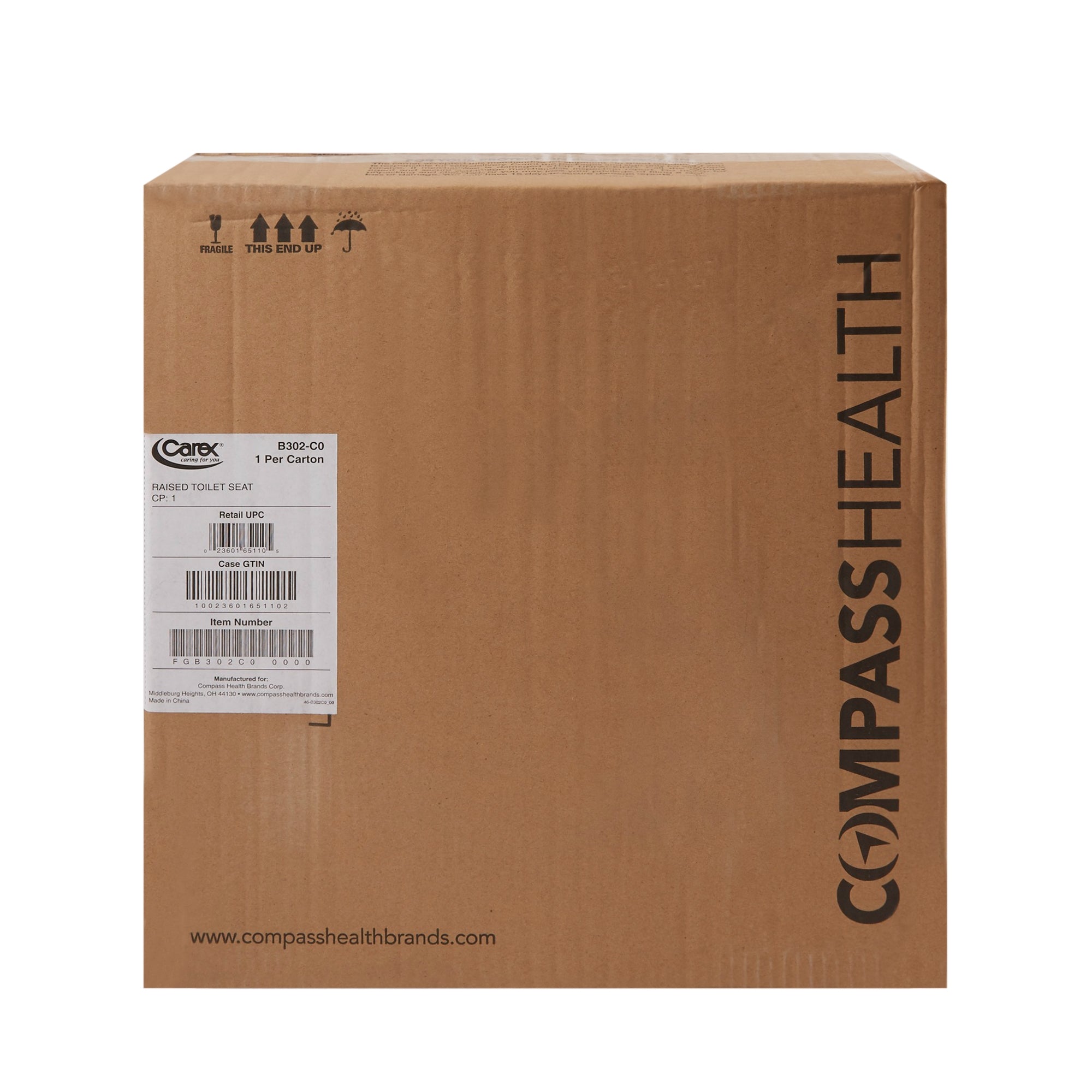 Raised Toilet Seat Carex Economy 5-1/2 Inch Height Standard / Elongated 300 lbs. Weight Capacity,Packaging Type- Each