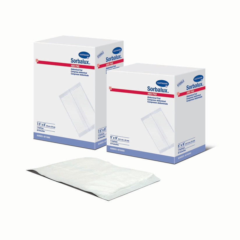 Abdominal Pad Sorbalux ABD 7-1/2 X 8 Inch 1-Ply Sterile 1 per Pouch,Packaging Type- Box