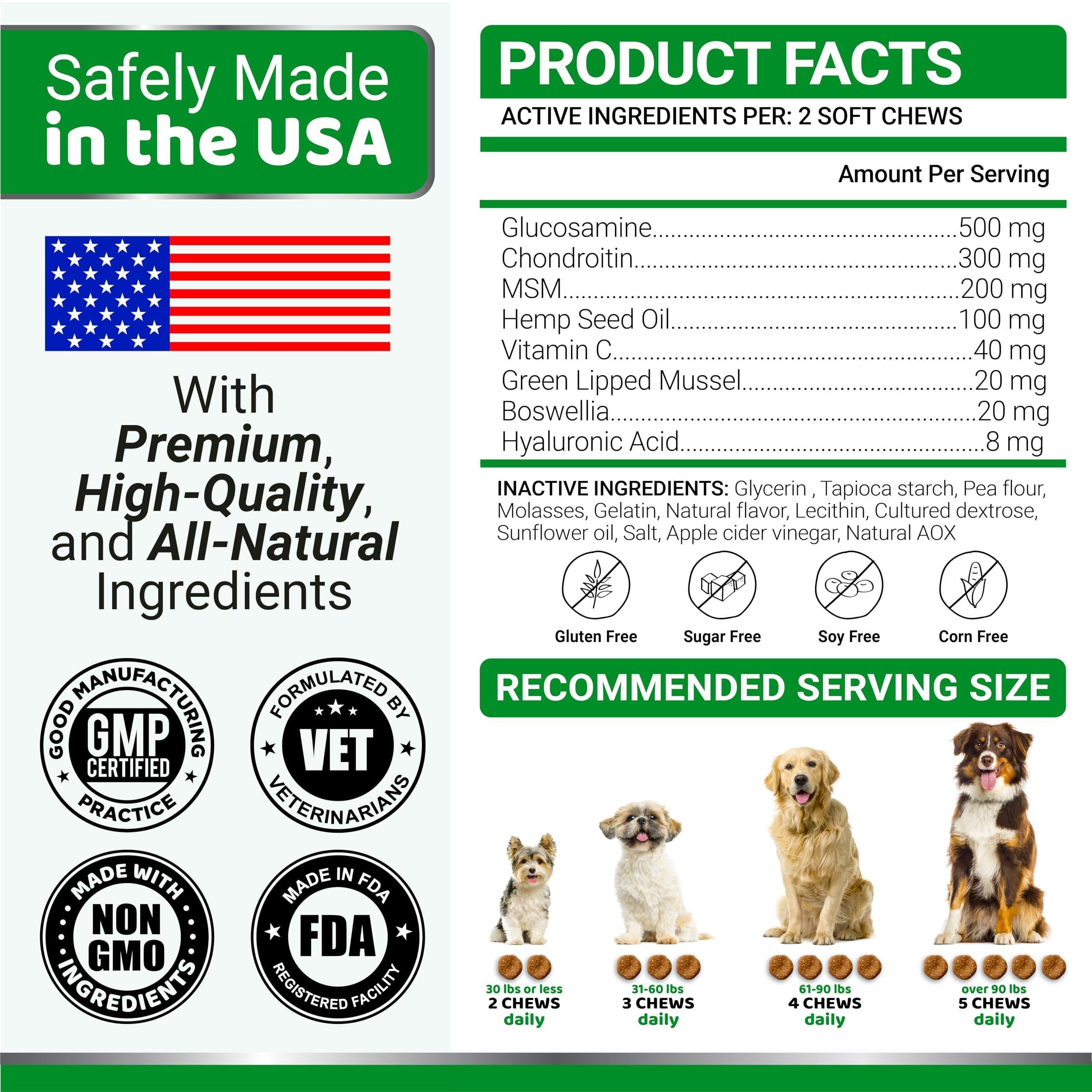 Glucosamine for Dogs   Hip and Joint Supplement for Dogs   170 Ct   Glucosamine Chondroitin for Dogs Chews   Dog Joint Pain Relief with MSM   Advanced Dog Joint Supplement Health   Mobility Support