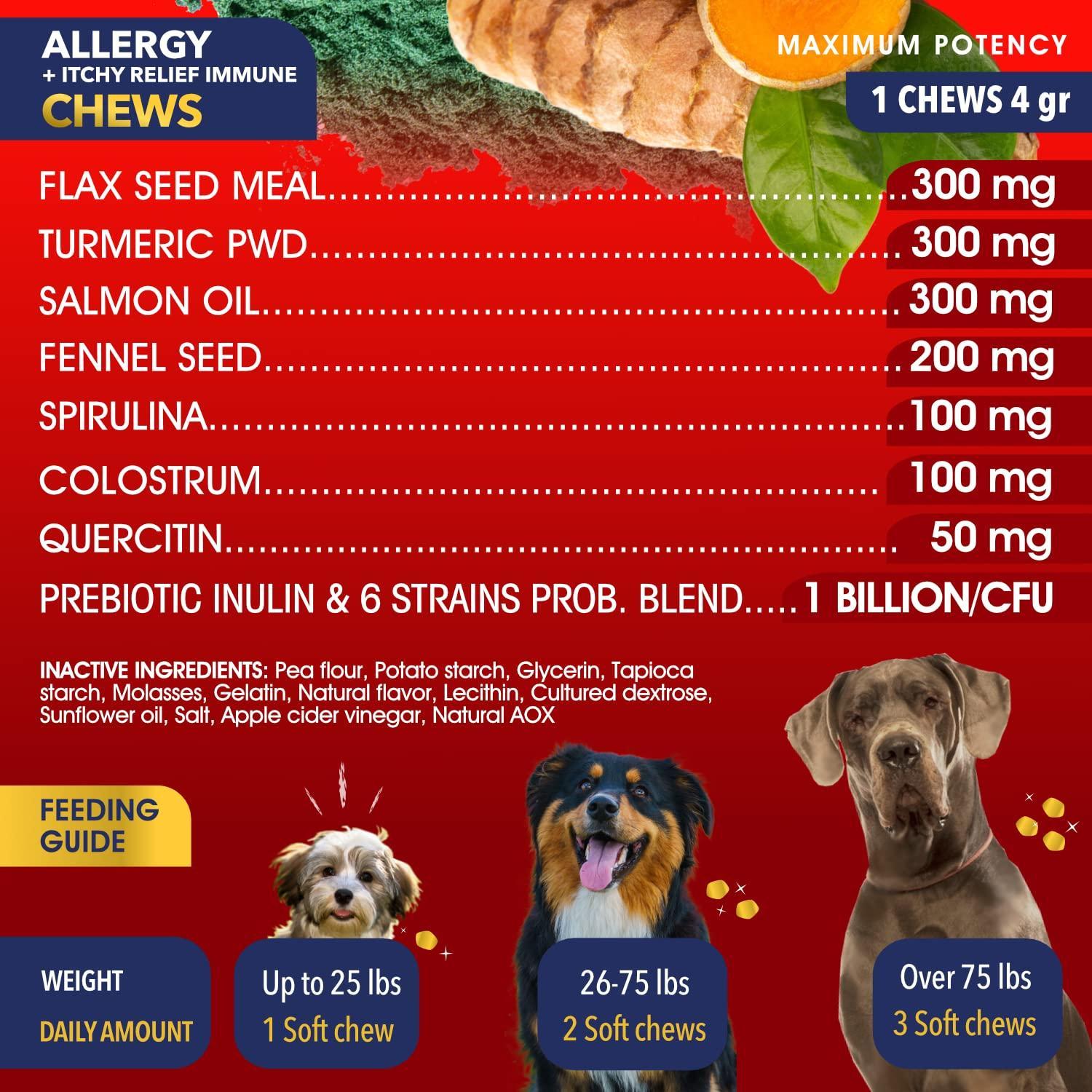 YUMA'S Dog Allergy Chews   Itch Relief for Dogs   Dog Allergy Relief   Anti Itch for Dogs   Dog Itchy Skin   Dog Allergy Support   Hot Spots   Immune Health Supplement   Made in USA