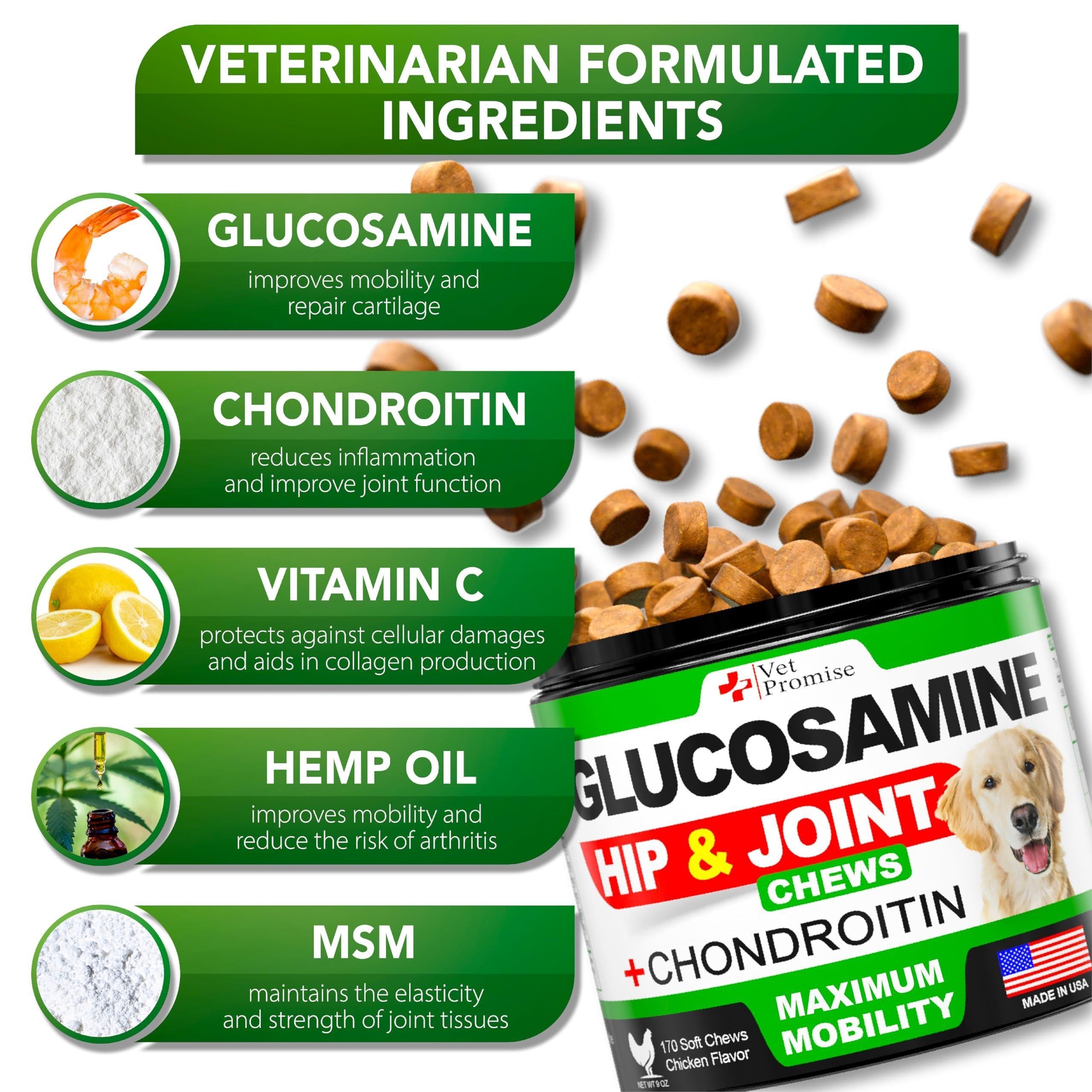 Glucosamine for Dogs   Hip and Joint Supplement for Dogs   Glucosamine Chondroitin for Dogs   Dog Joint Pain Relief   MSM   Hemp   Advanced Support Dog Joint Supplement   170 Mobility Chews