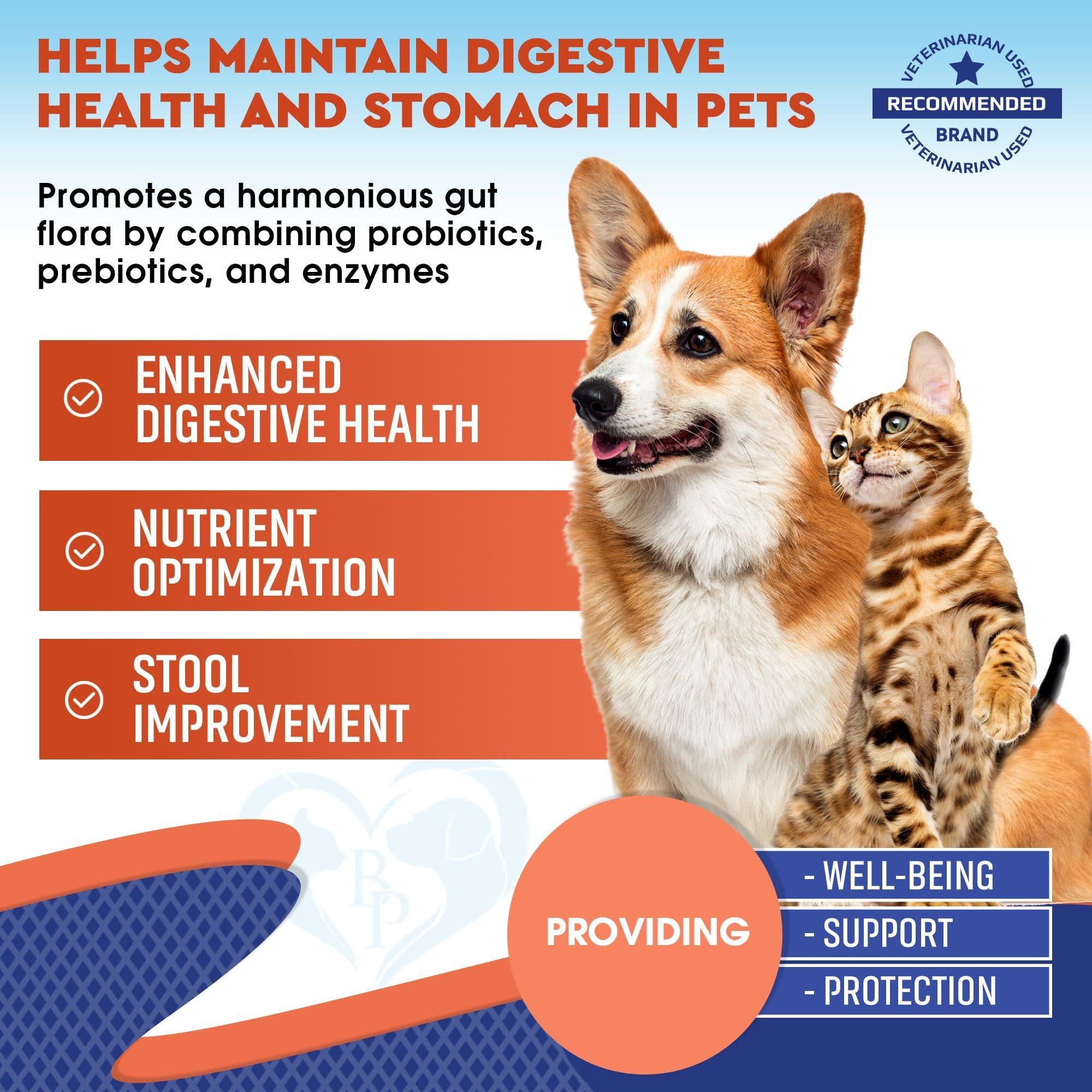 Probiotics & Prebiotics with Enzymes for Dogs and Cats   Digestive Gut Flora Health Pet Food Supplements   Constipation & Diarrhea and Gas Home Remedy   Upset Stomach Relief   Made in USA