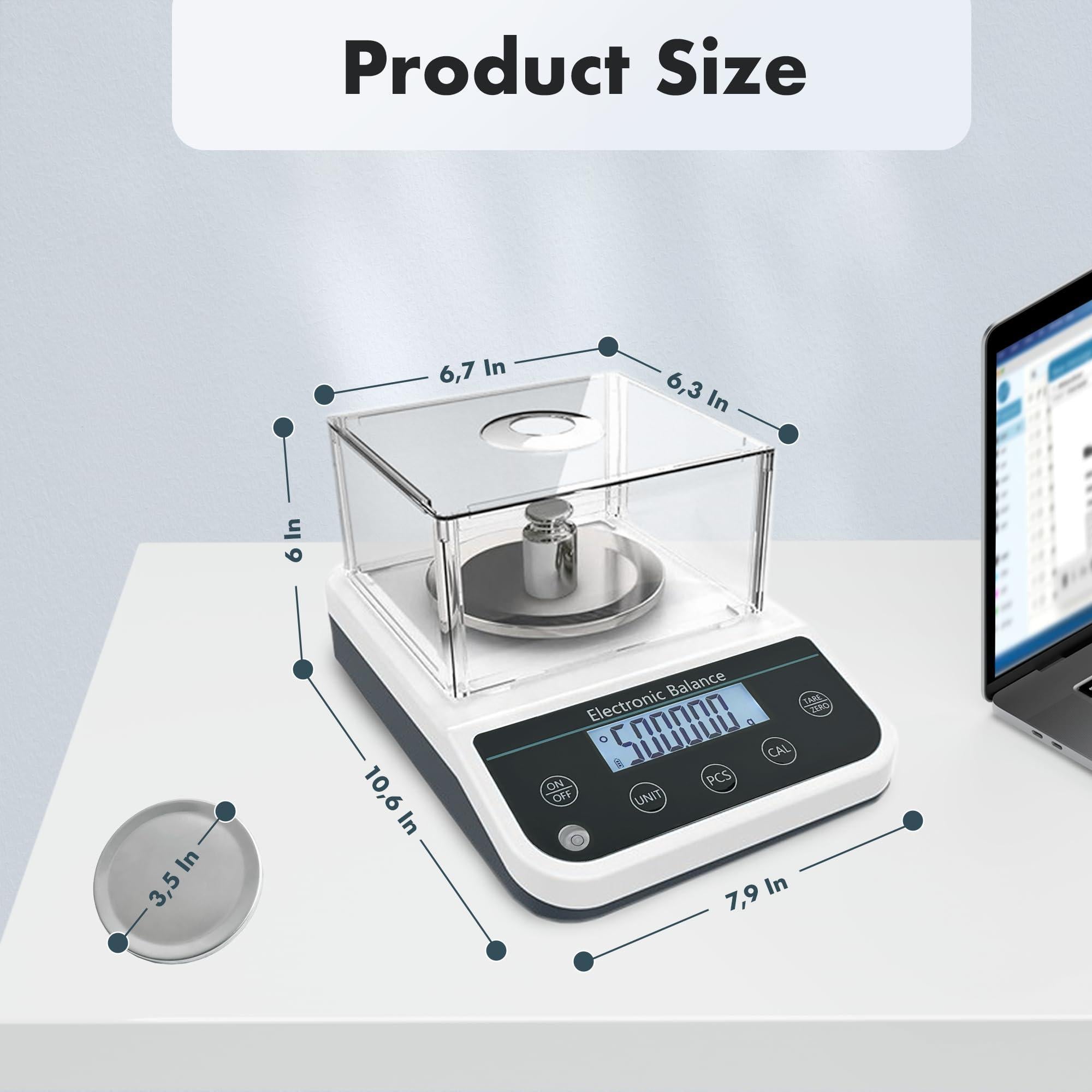 Lab Analytical Balance 600g x 0.001g High Precision Digital Scale .001 Gram Accuracy Scientific Laboratory Milligram Scale with Adapter and 500g Calibration Weight