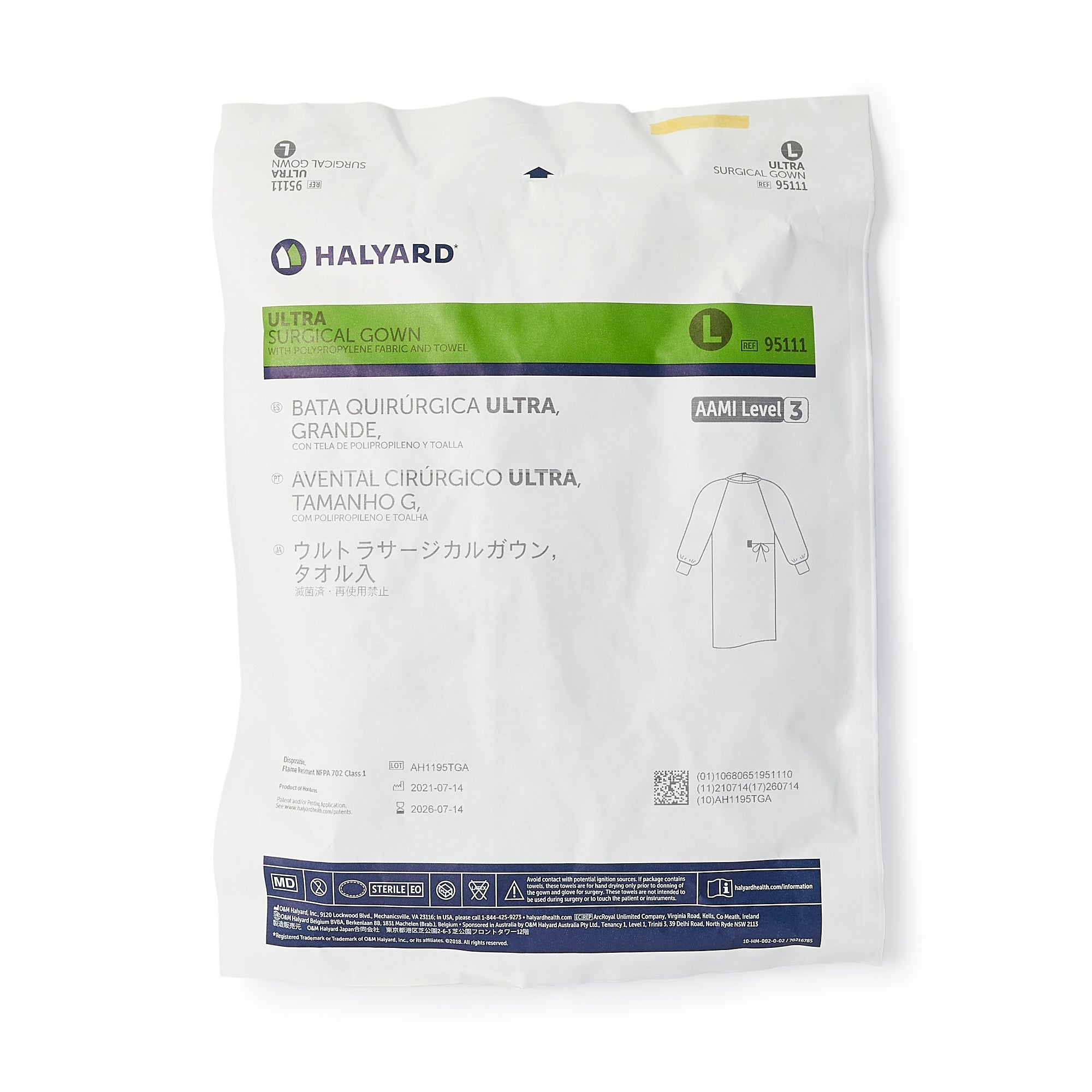 Non-Reinforced Surgical Gown with Towel ULTRA Large Blue Sterile AAMI Level 3 Disposable, Packaging Type- Case