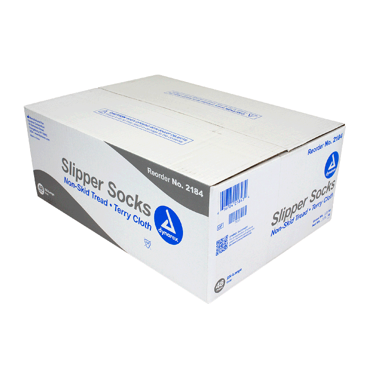 Slipper Socks Dynarex Unisex Adult 2X-Large Single Tread Single Patient Use Gray,Packaging Type- Each