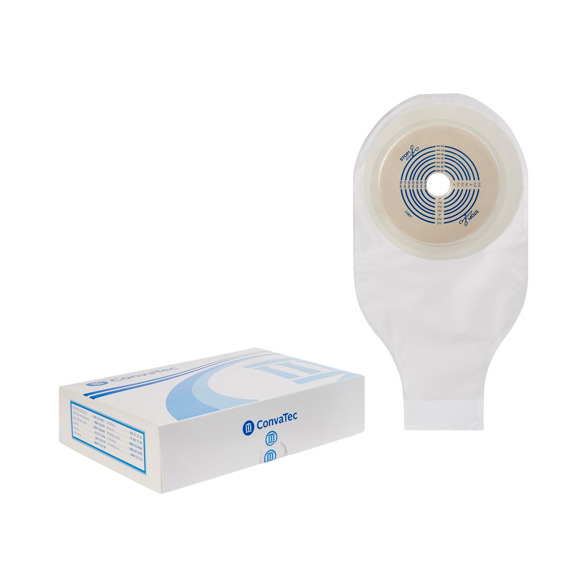 Colostomy Pouch ActiveLife One-Piece System 12 Inch Length Flat, Trim To Fit 3/4 to 2-1/2 Inch Stoma Drainable