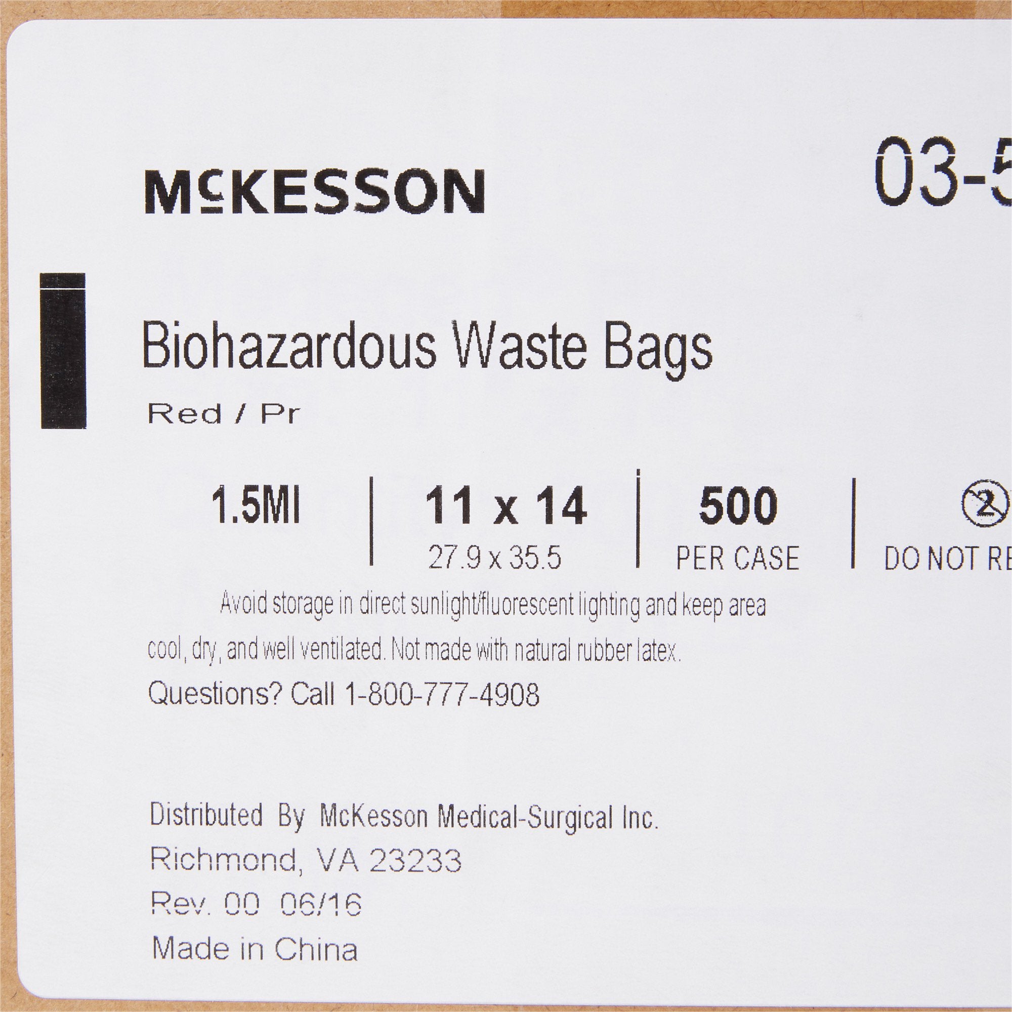 Infectious Waste Bag McKesson 1 to 6 gal. Red Bag 11 X 14 Inch