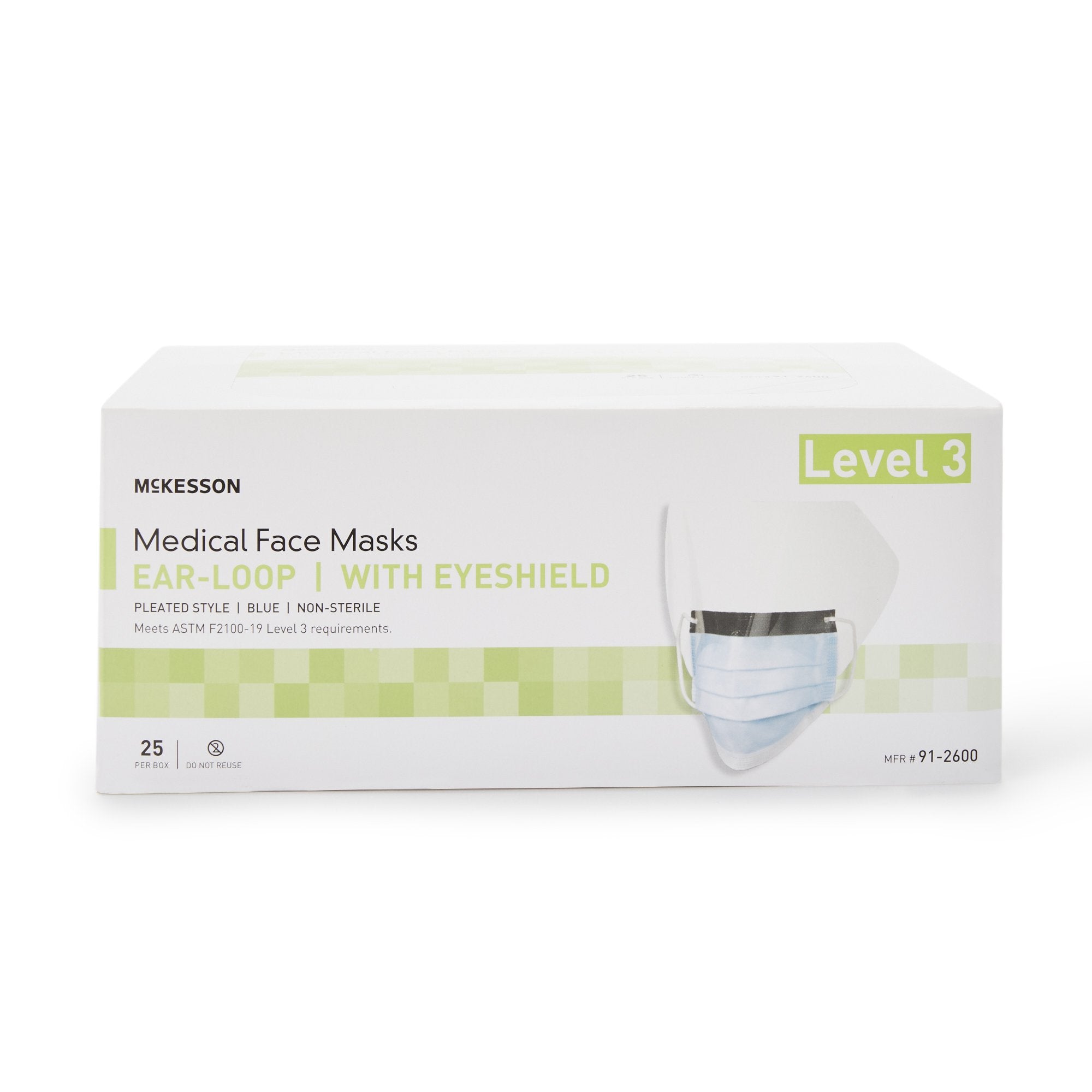 Procedure Mask with Eye Shield McKesson Anti-fog ASTM Level 3 Earloops One Size Fits Most