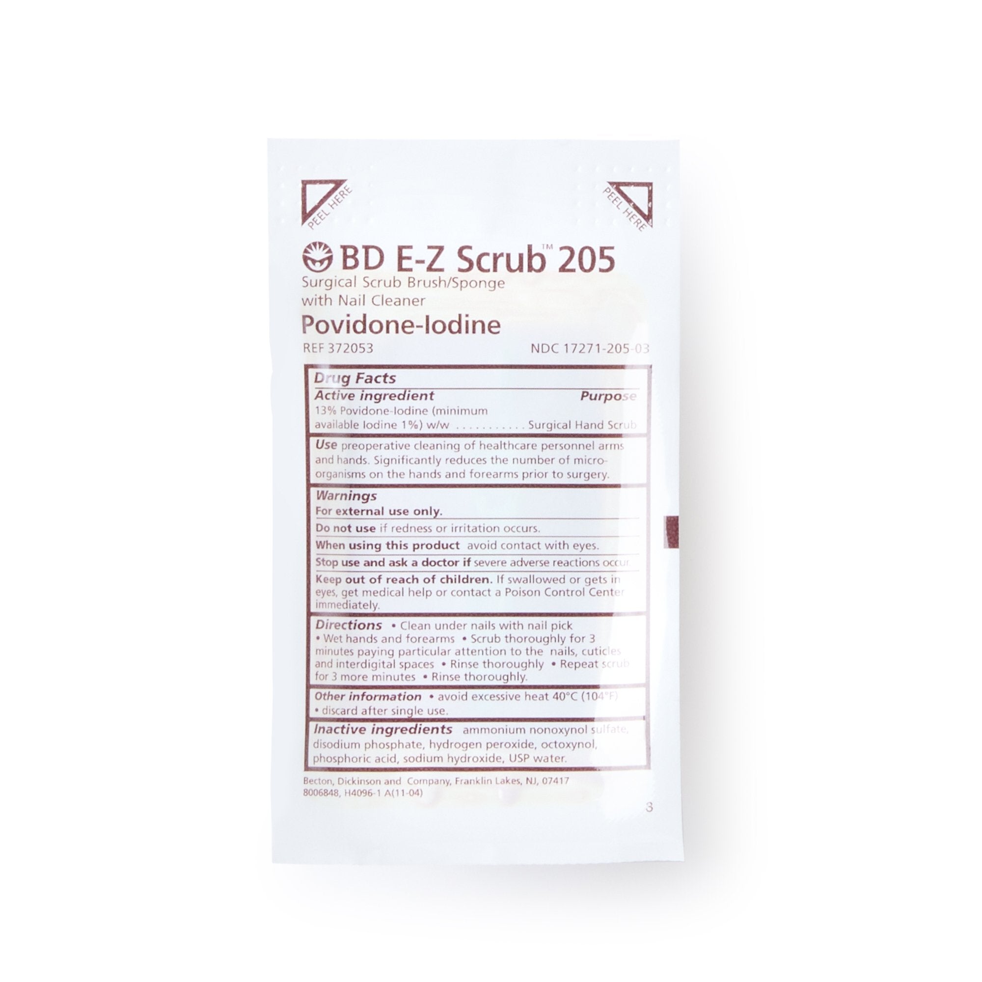 Impregnated Scrub Brush BD E-Z Scrub Polyethylene Bristles / Sponge Brown, Packaging Type- Box