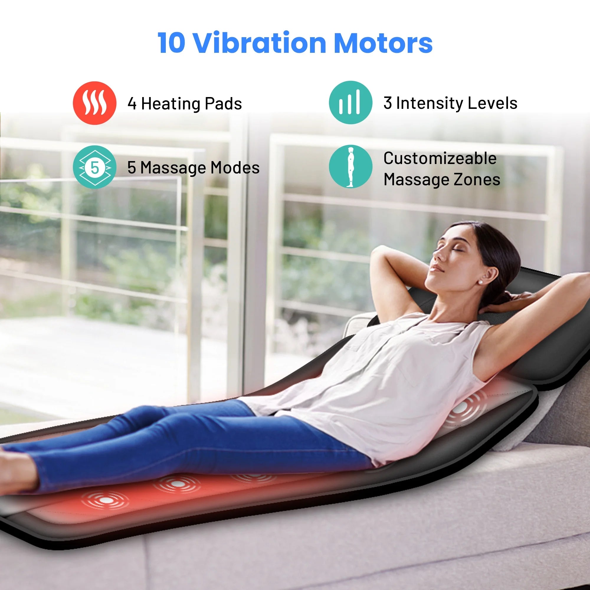 Body Massage Mat with Movable Shiatsu Neck Massage Pillow, Back Heating Massage Pad for Pain Relief, Gifts