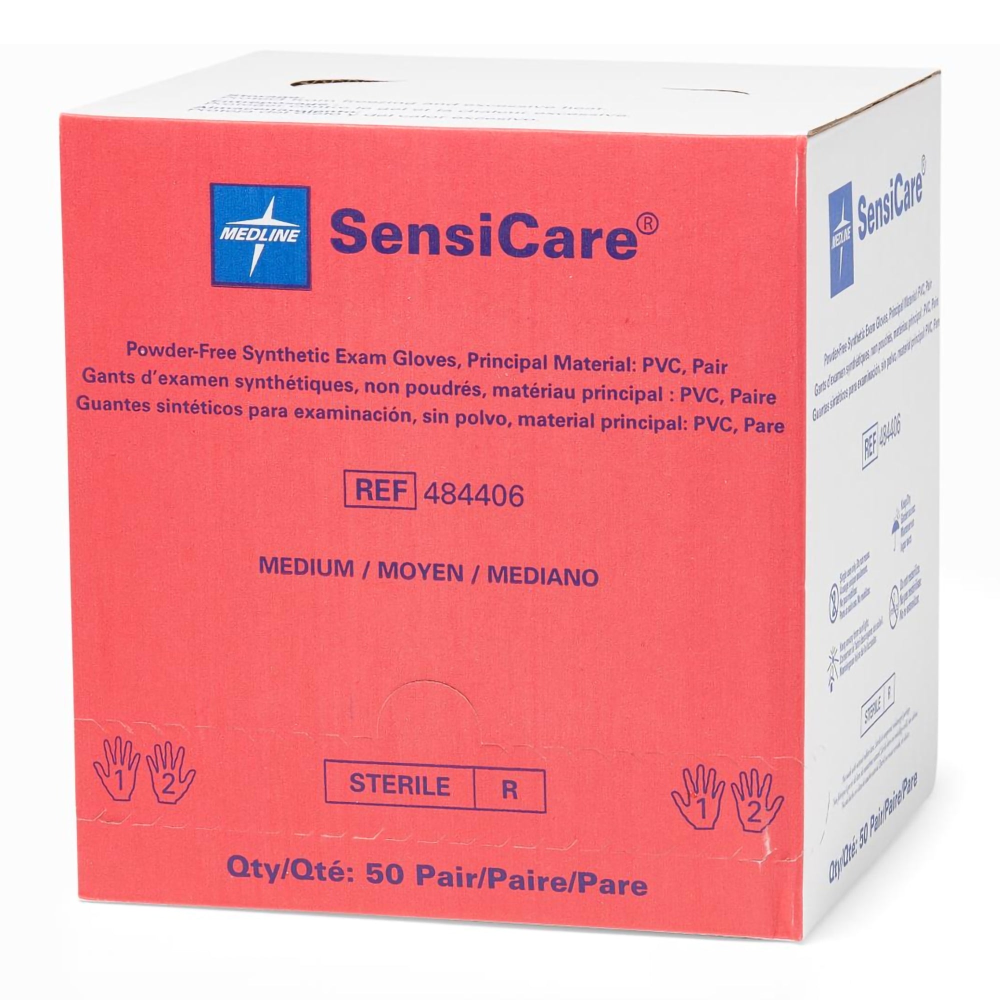 Exam Glove SensiCare Medium Sterile Pair Stretch Vinyl Standard Cuff Length Smooth Beige Not Rated