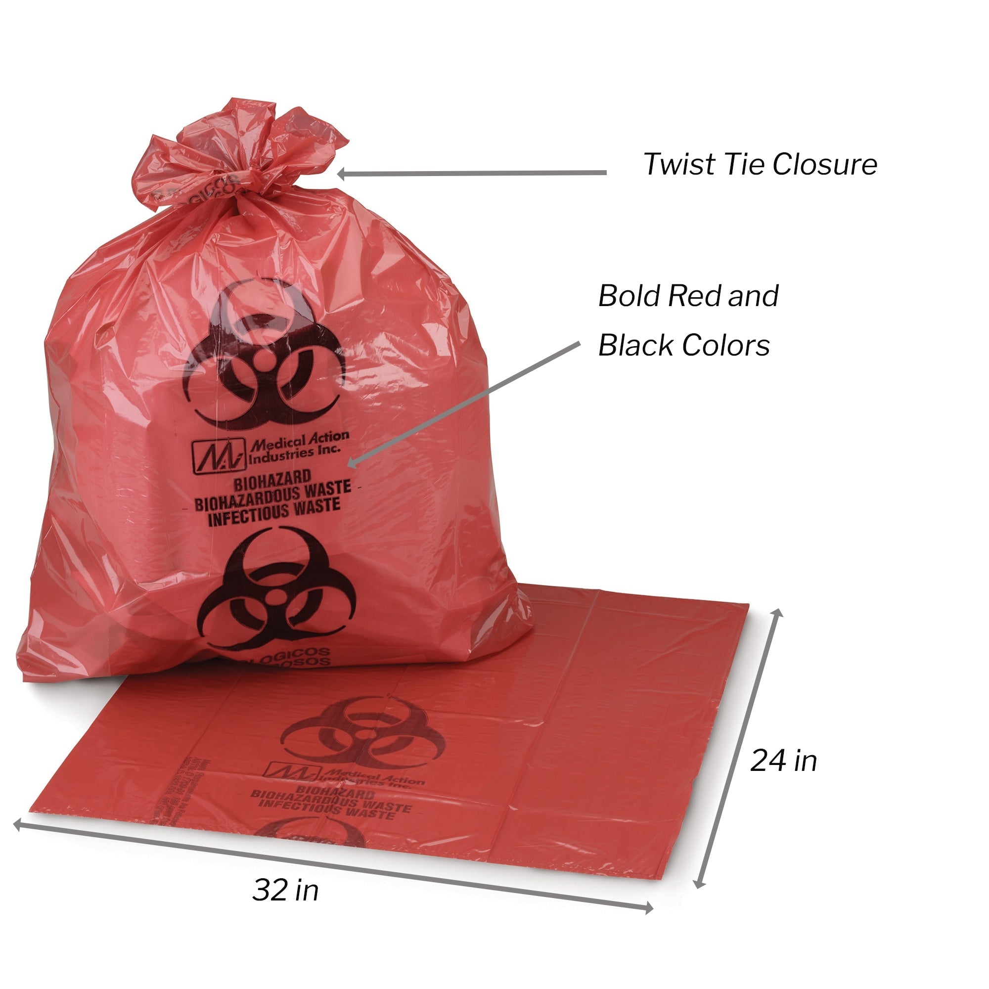 Infectious Waste Bag McKesson 10 to 15 gal. Red Bag 24 X 32 Inch, Packaging Type- Case