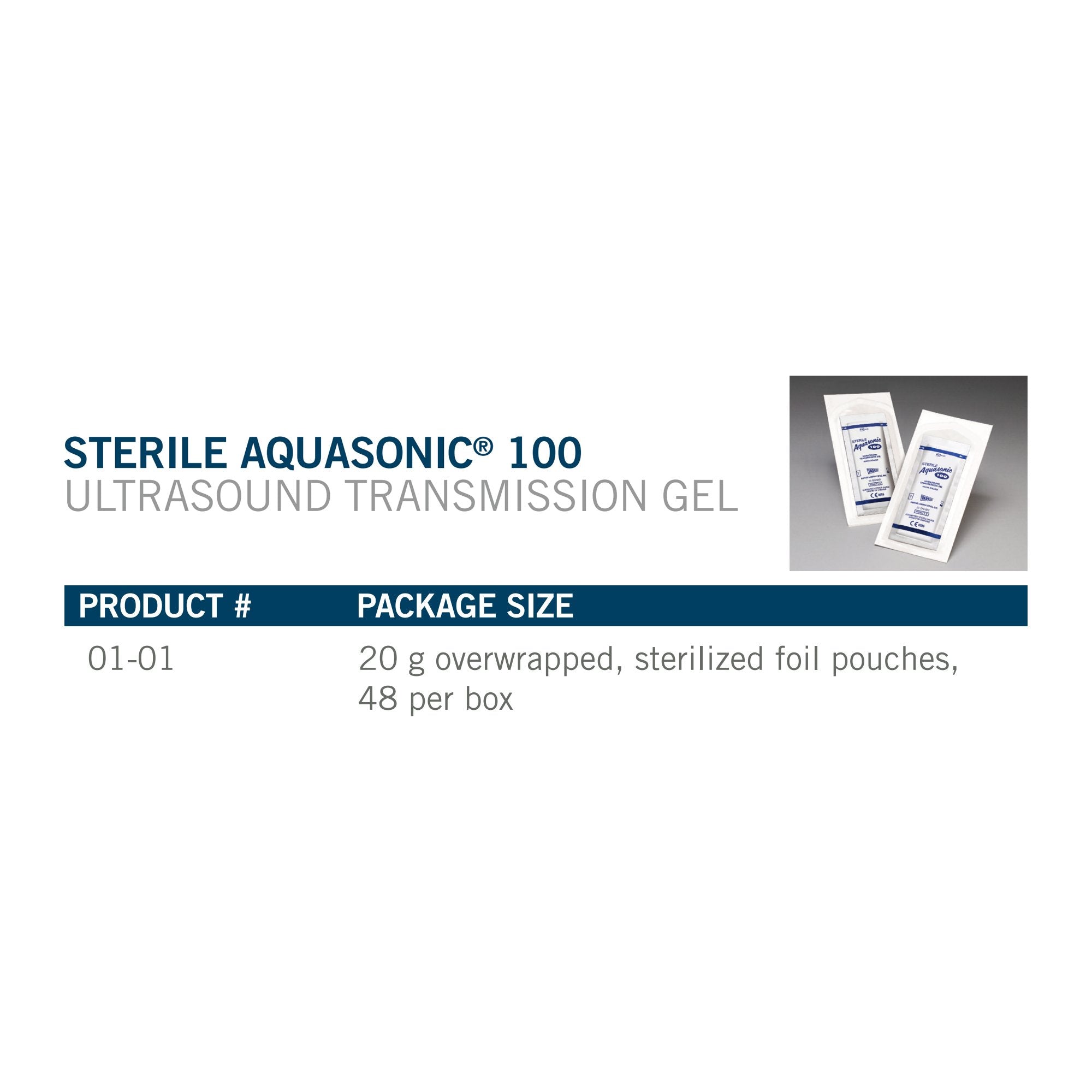 Ultrasound Gel Aquasonic High Viscosity 20 Gram Packet OR Sterile, Packaging Type- Case