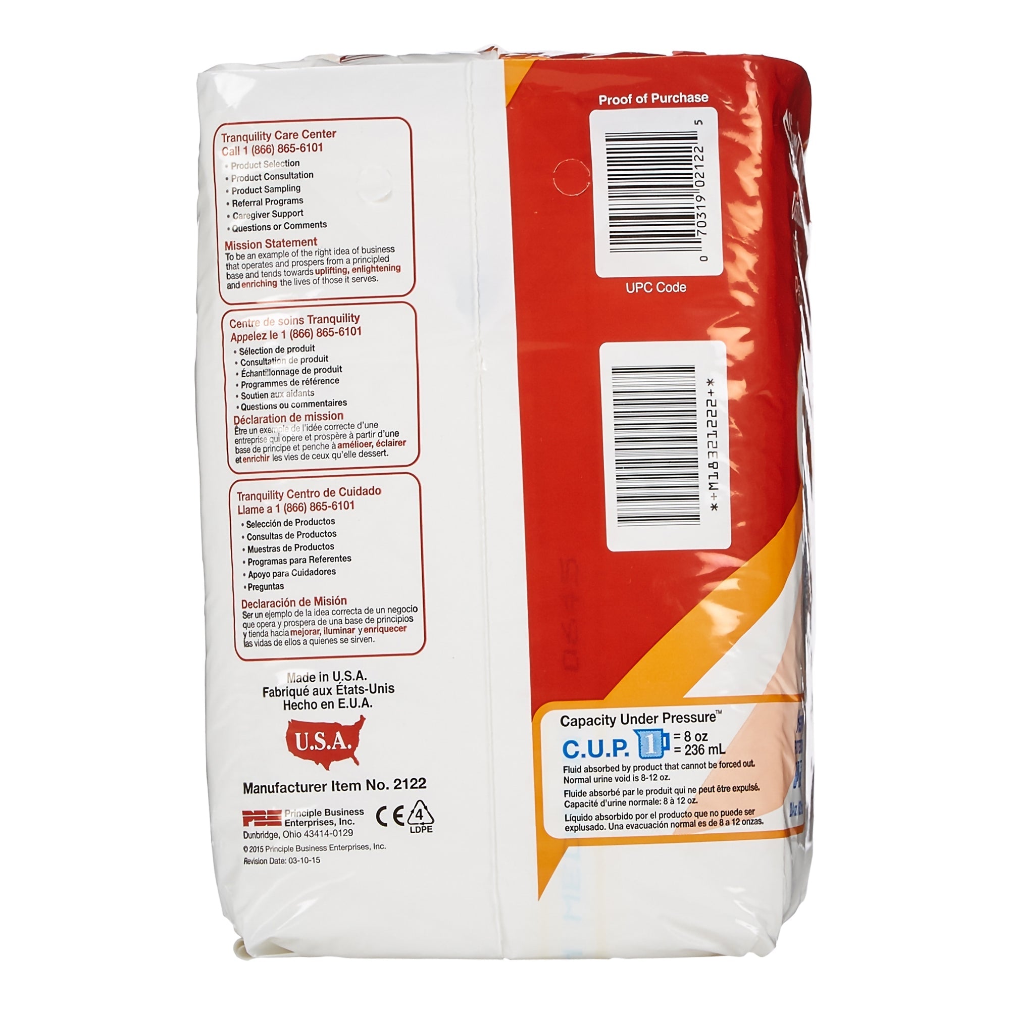 Unisex Adult Incontinence Brief Tranquility Slimline Medium Disposable Heavy Absorbency, Packaging Type- Case