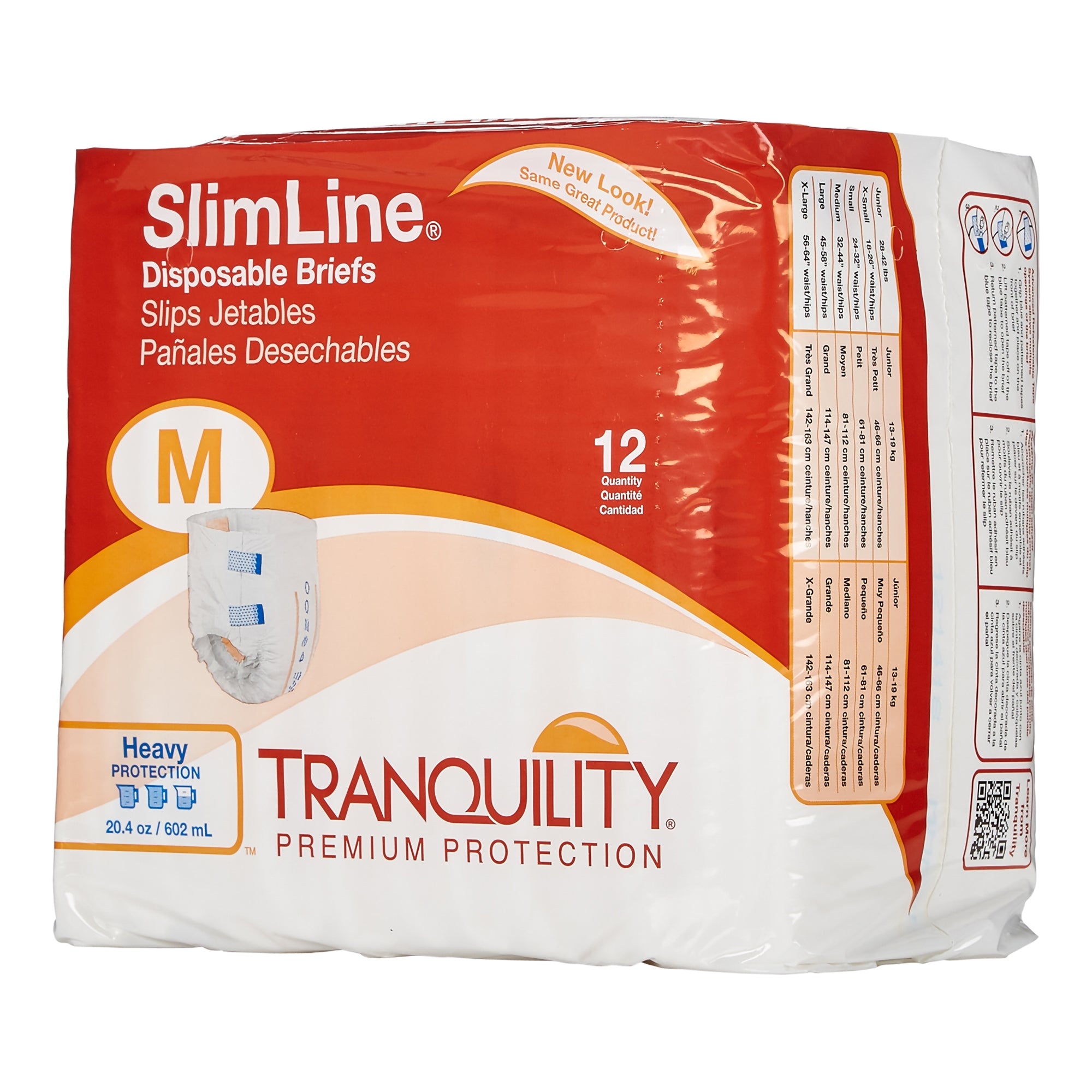 Unisex Adult Incontinence Brief Tranquility Slimline Medium Disposable Heavy Absorbency, Packaging Type- Case