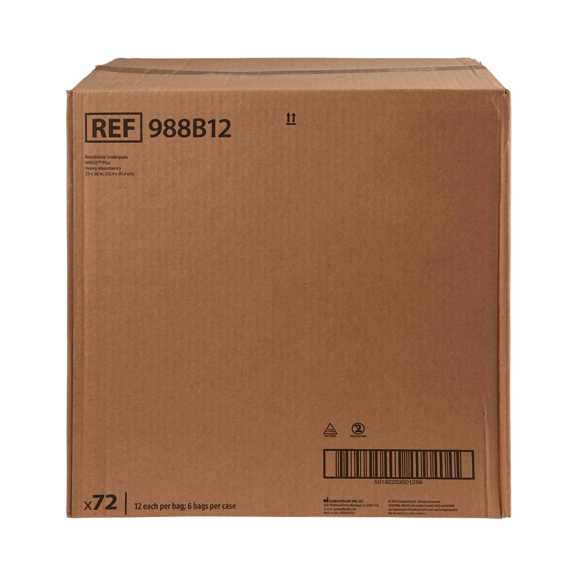 Disposable Underpad Wings Breathable Plus 23 X 36 Inch Fluff / Polymer Heavy Absorbency | 12/BG6BG/Case