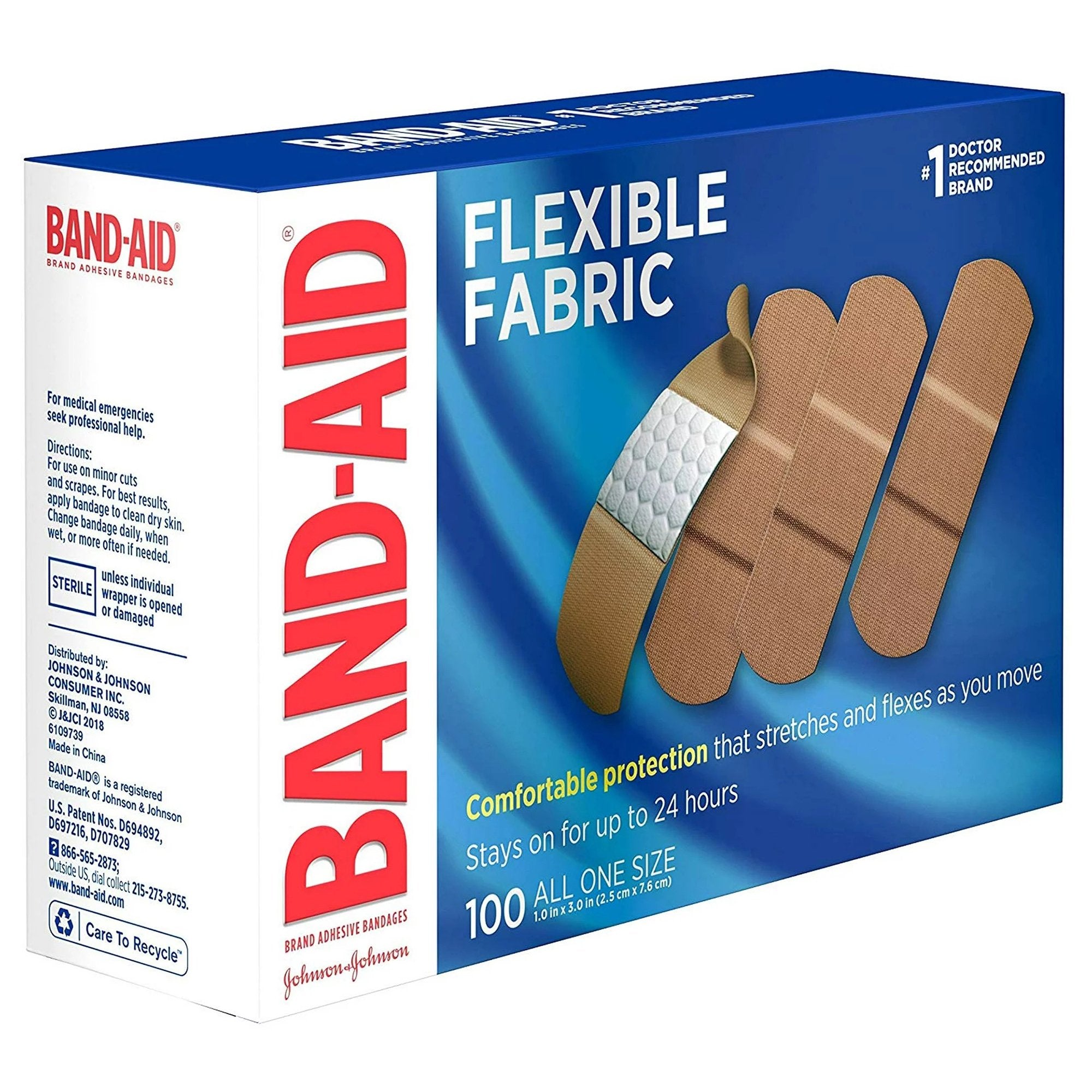 Adhesive Strip Band-Aid 1 X 3 Inch Fabric Rectangle Tan Sterile