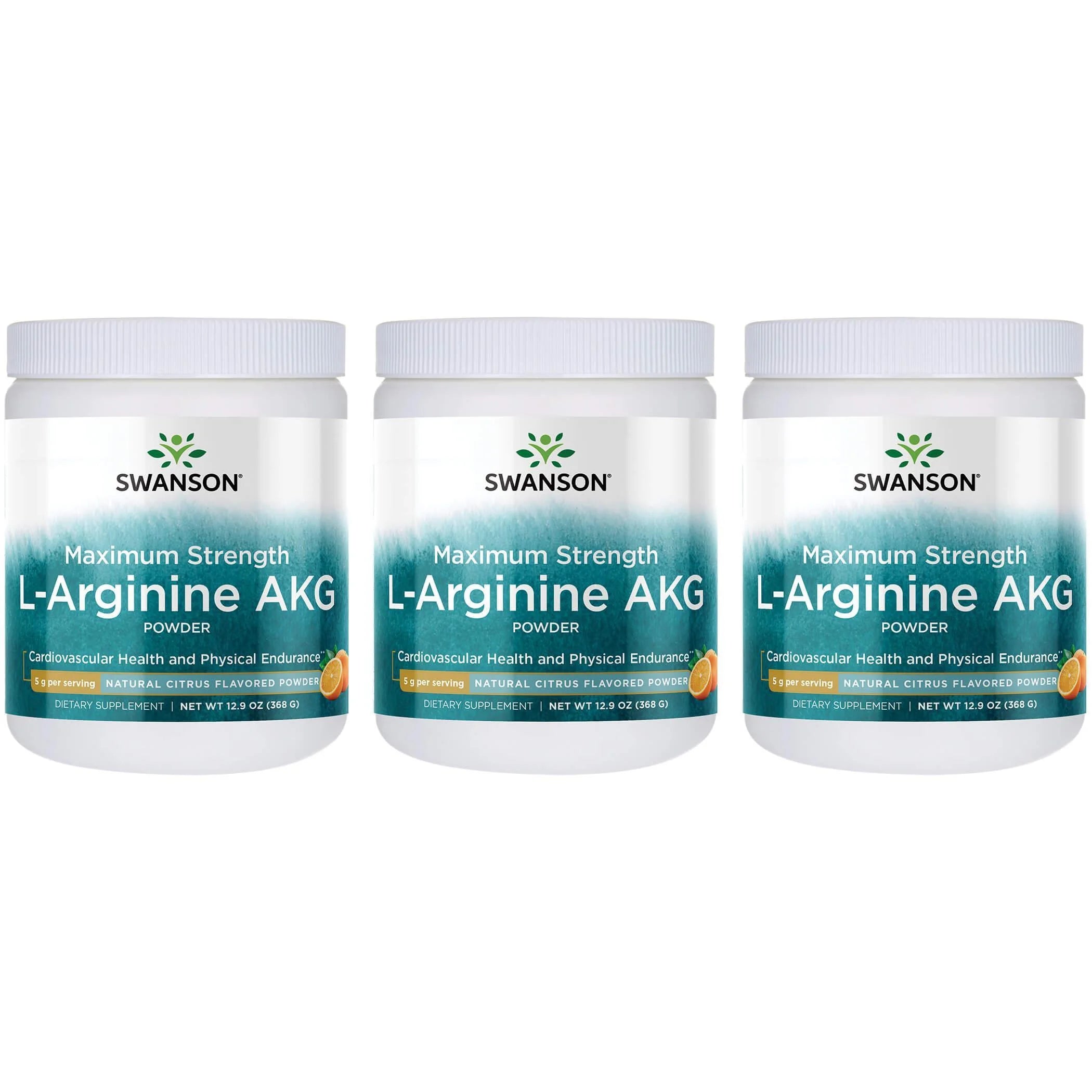 Swanson Maximum Strength L-Arginine Akg Powder - Natural Citrus Flavored 3 Pack