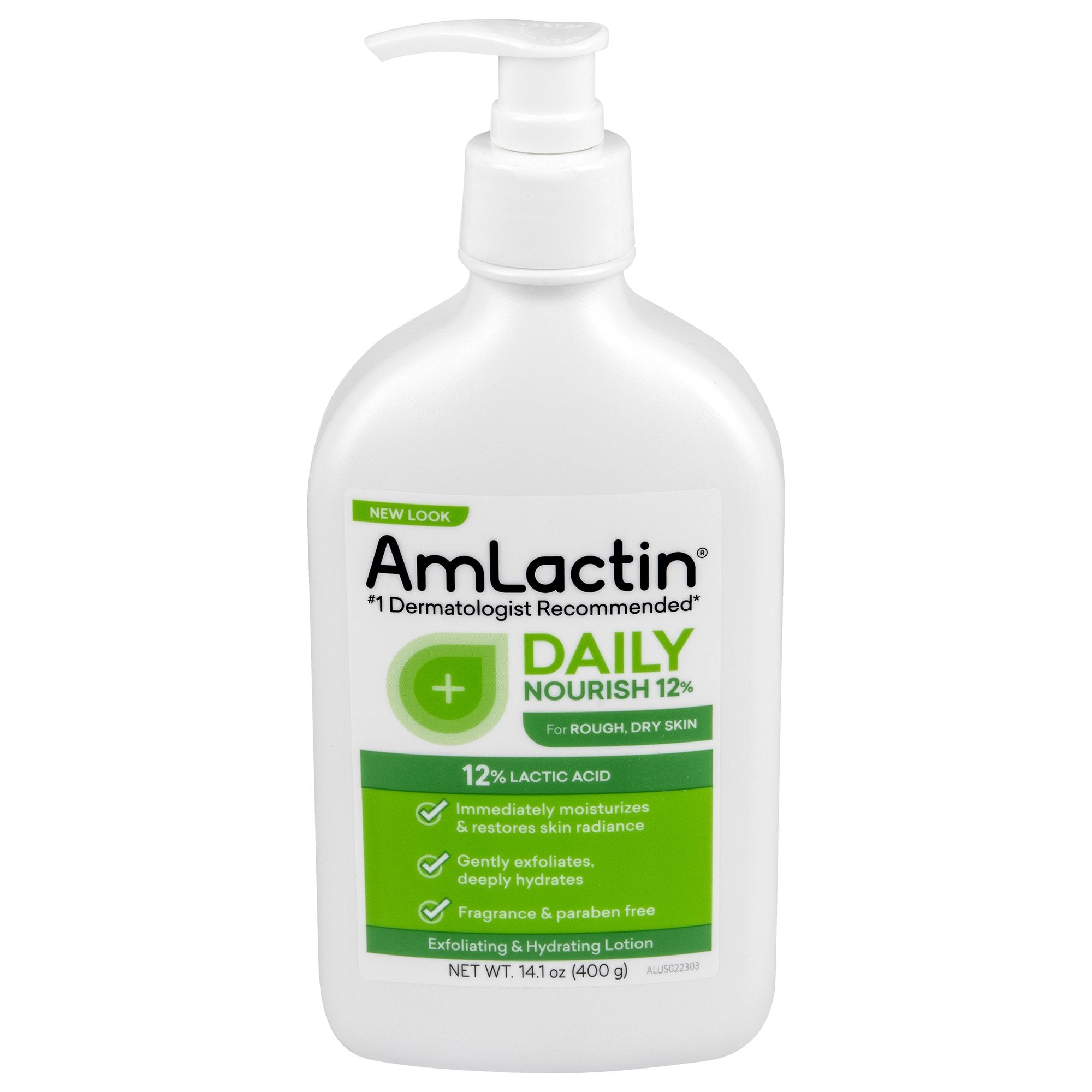 Hand and Body Moisturizer Amlactin Daily 14.1 oz. Pump Bottle Unscented Lotion