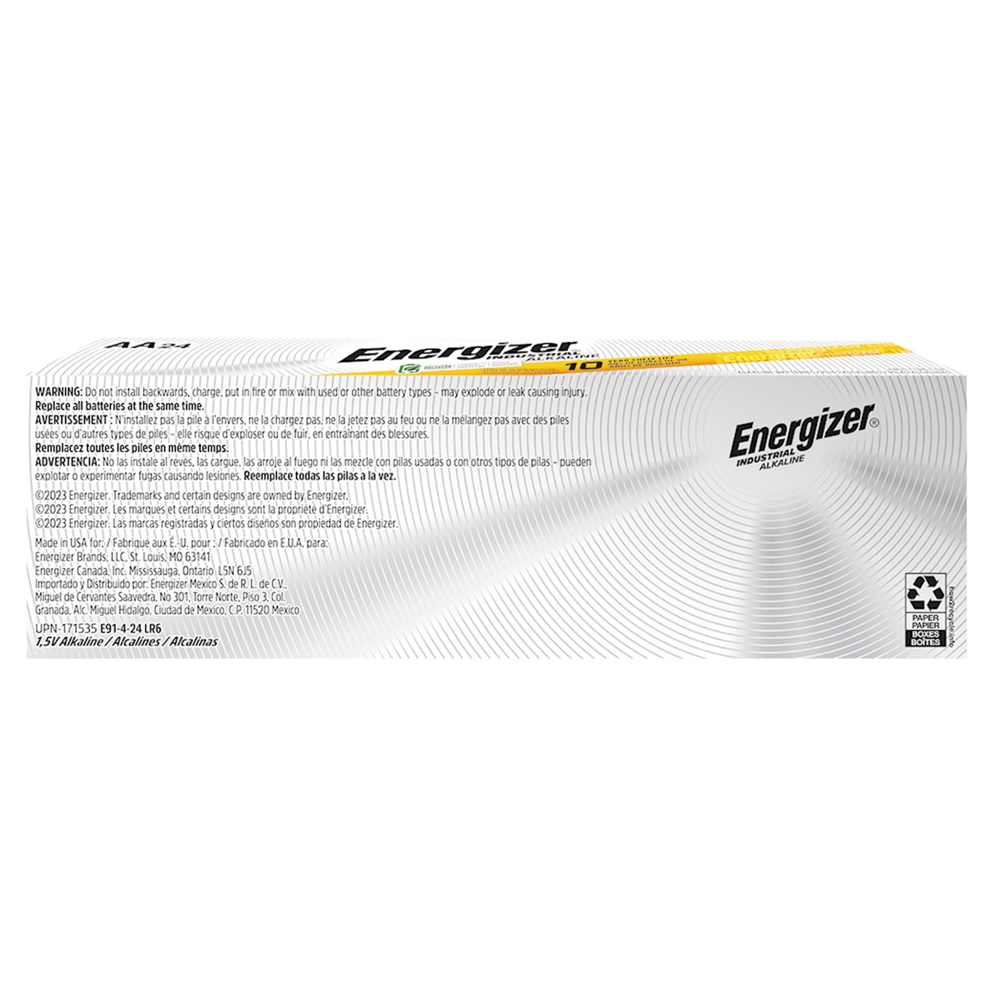 Alkaline Battery Energizer AA Cell 1.5V Disposable 4 Pack, Packaging Type- Case