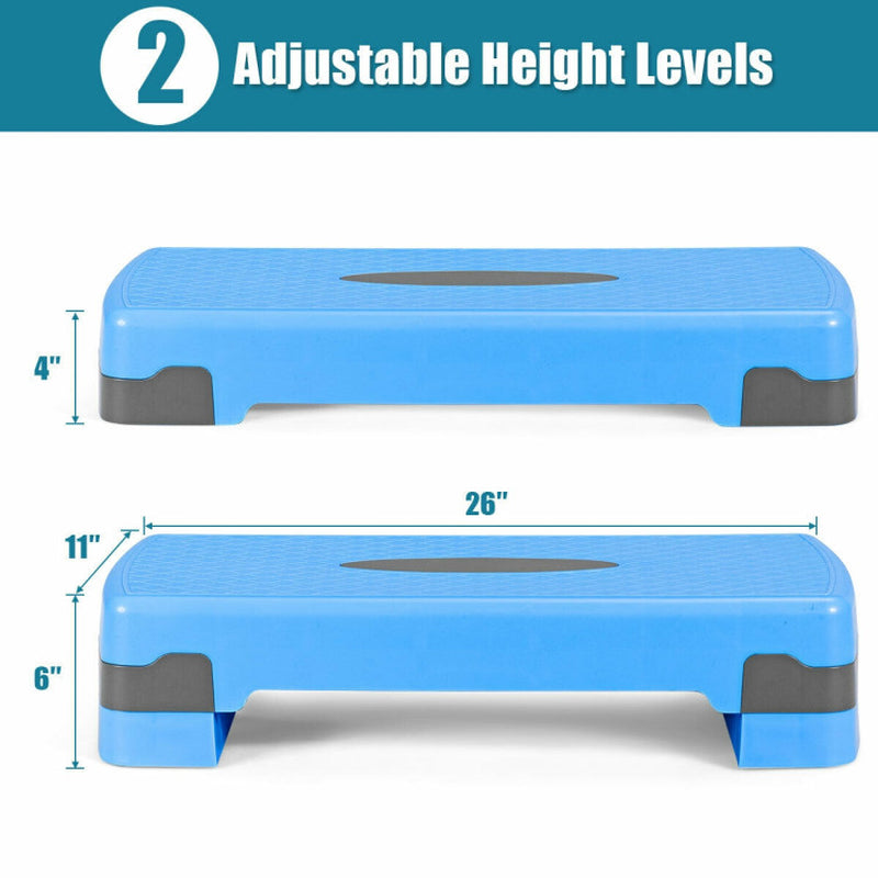 26 Inch Height Adjustable Aerobic Exercise Step Deck with Non Slip Surface