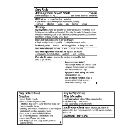 Anti-Diarrheal Pepto Bismol 262 mg Strength Chewable Tablet 30 per Box,Packaging Type- Box