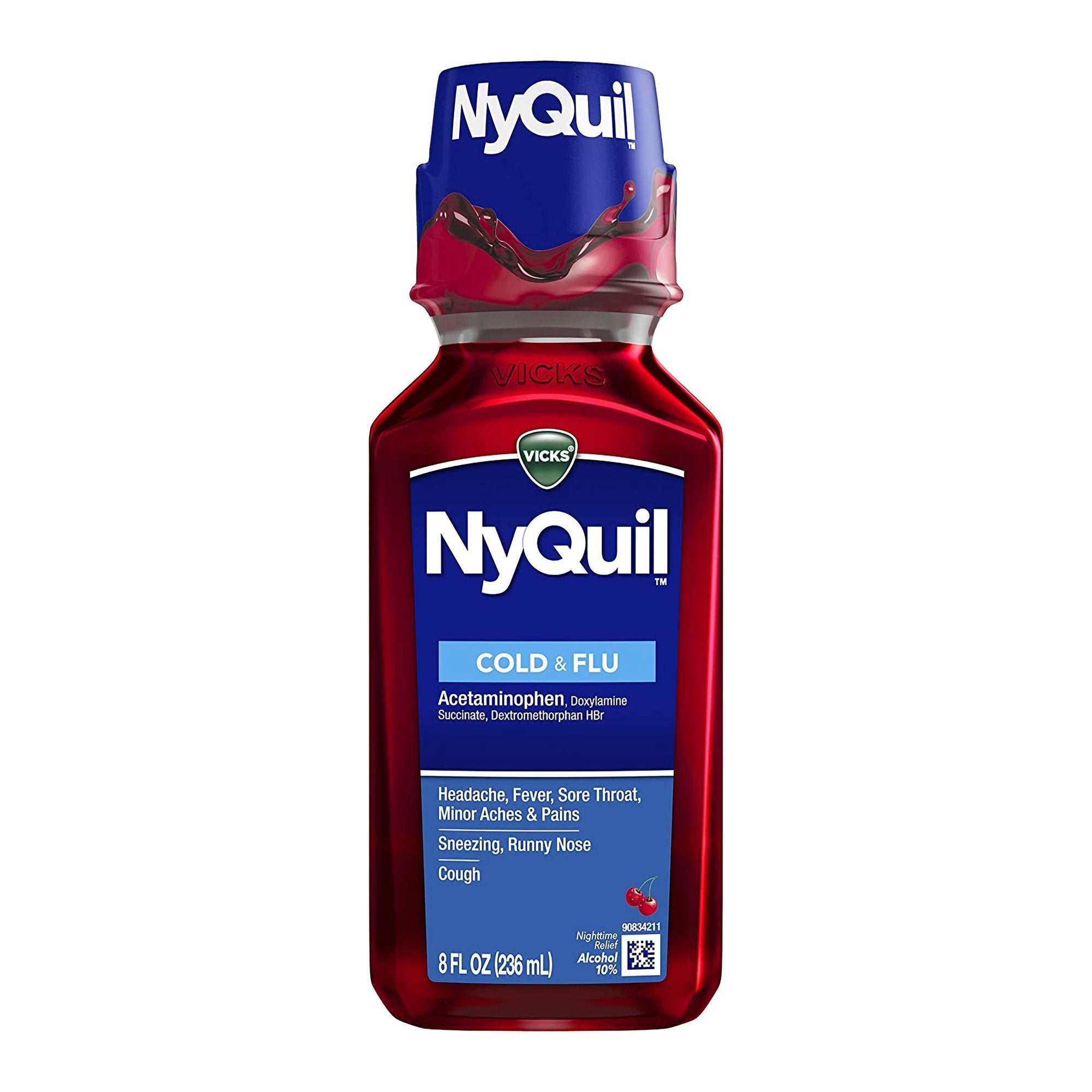 Cold and Cough Relief NyQuil Cold & Flu 650 mg - 30 mg - 12.5 mg / 30 mL Strength Liquid 8 oz.
