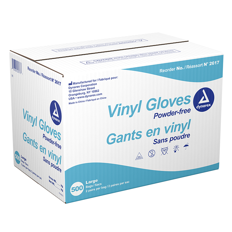 Dynarex Vinyl Gloves in a Bag, Powder-Free, 500/Case