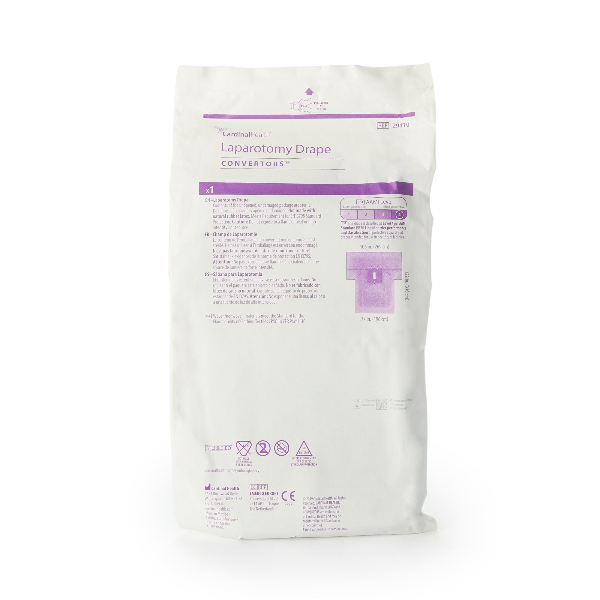 Abdominal Drape Laparotomy Drape 100 W X 77 W X 122 L Inch Sterile, Packaging Type- Case