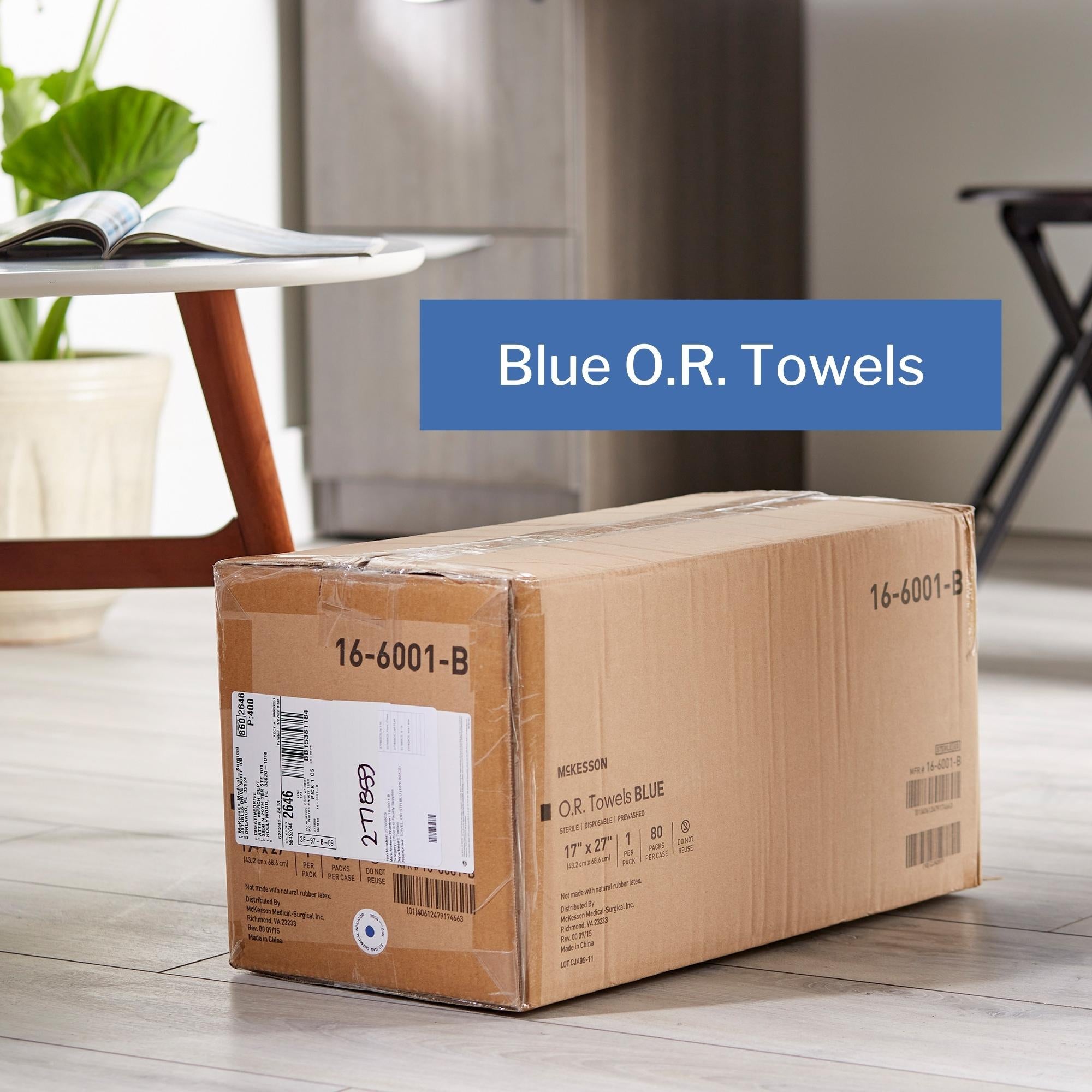 O.R. Towel McKesson 17 W X 27 L Inch Blue Sterile, Packaging Type- Case