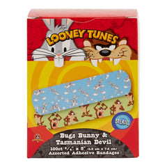 Adhesive Strip Looney Tunes Stat Strip 3/4 X 3 Inch Plastic Rectangle Kid Design (Looney Tunes Bugs and Taz) Sterile, Packaging Type- Case