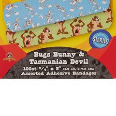 Adhesive Strip Looney Tunes Stat Strip 3/4 X 3 Inch Plastic Rectangle Kid Design (Looney Tunes Bugs and Taz) Sterile, Packaging Type- Case