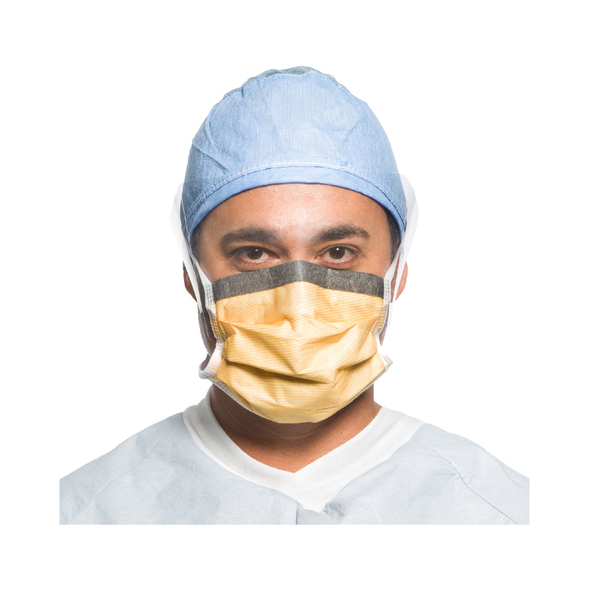 Surgical Mask with Eye Shield FluidShield Anti-fog Foam ASTM Level 3 Tie Closure One Size Fits Most, Packaging Type- Case