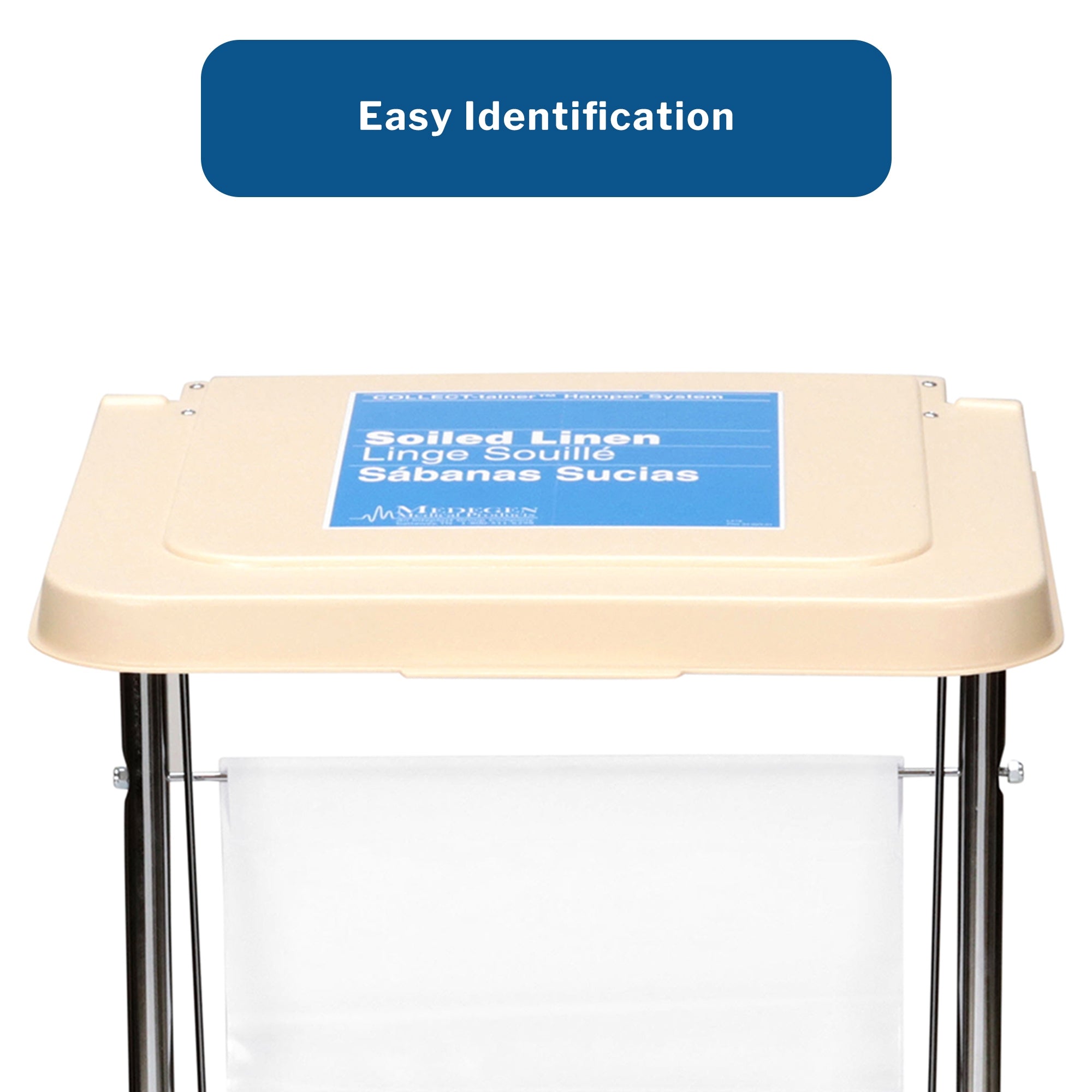 Hamper Stand McKesson Soiled Linen Rectangular Opening 30 to 33 gal. Capacity Foot Pedal Self-Closing Lid, Packaging Type- Each
