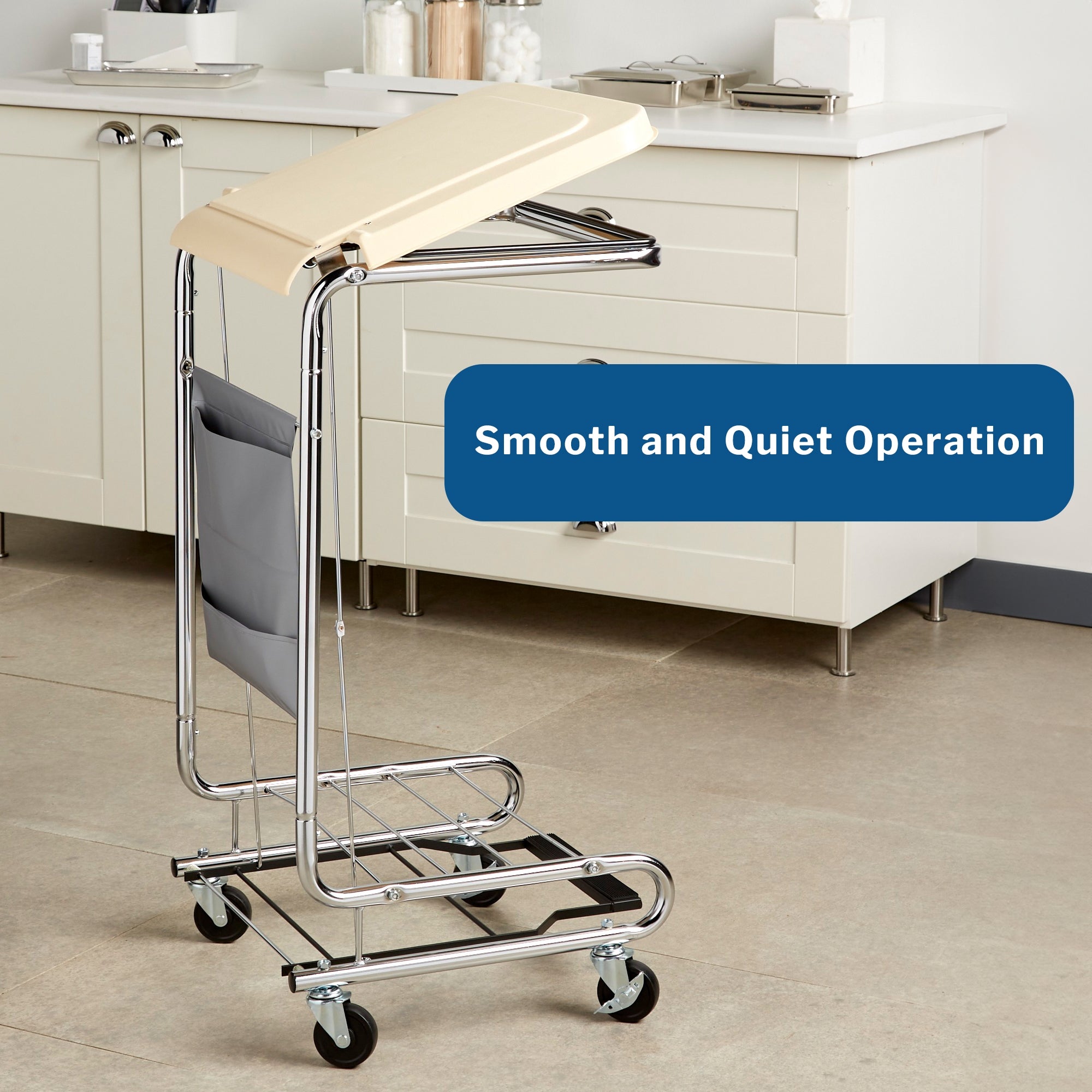 Hamper Stand McKesson Soiled Linen Rectangular Opening 30 to 33 gal. Capacity Foot Pedal Self-Closing Lid, Packaging Type- Each