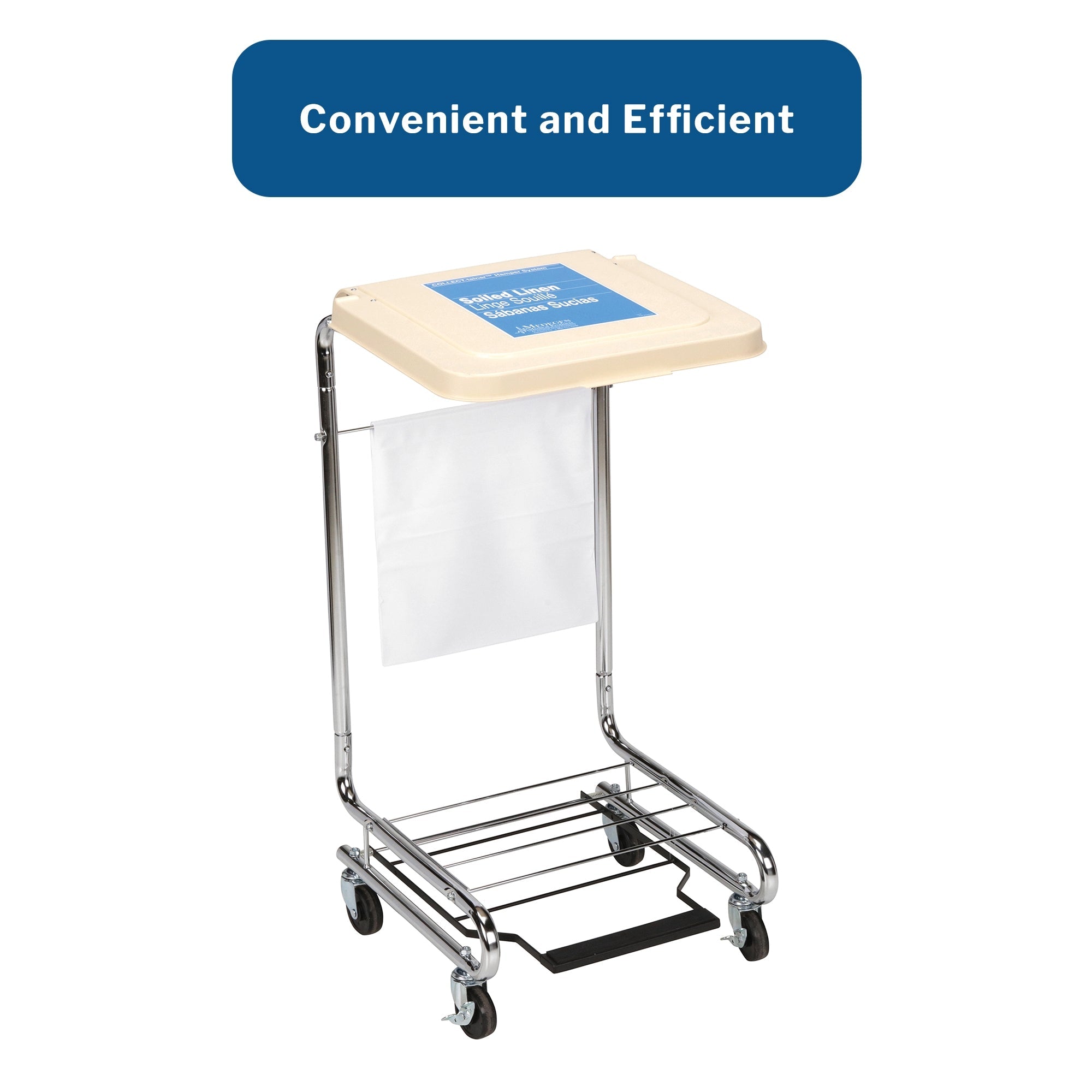 Hamper Stand McKesson Soiled Linen Rectangular Opening 30 to 33 gal. Capacity Foot Pedal Self-Closing Lid, Packaging Type- Each