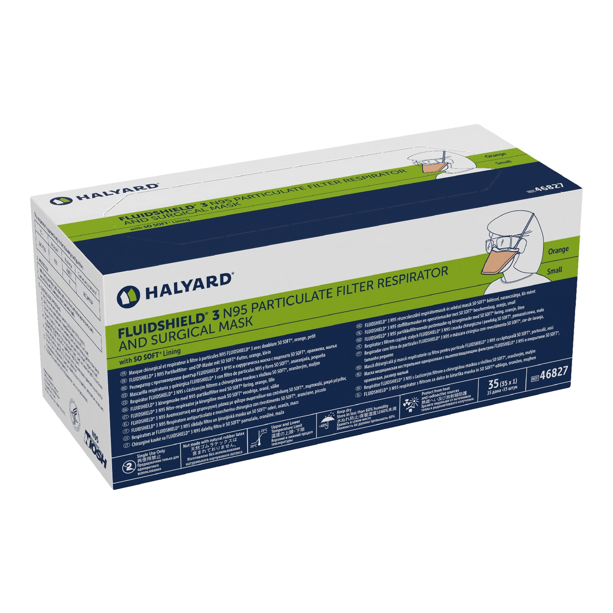 Particulate Respirator / Surgical Mask FluidShield Medical N95 Not Rated Elastic Strap Small, Packaging Type- Box