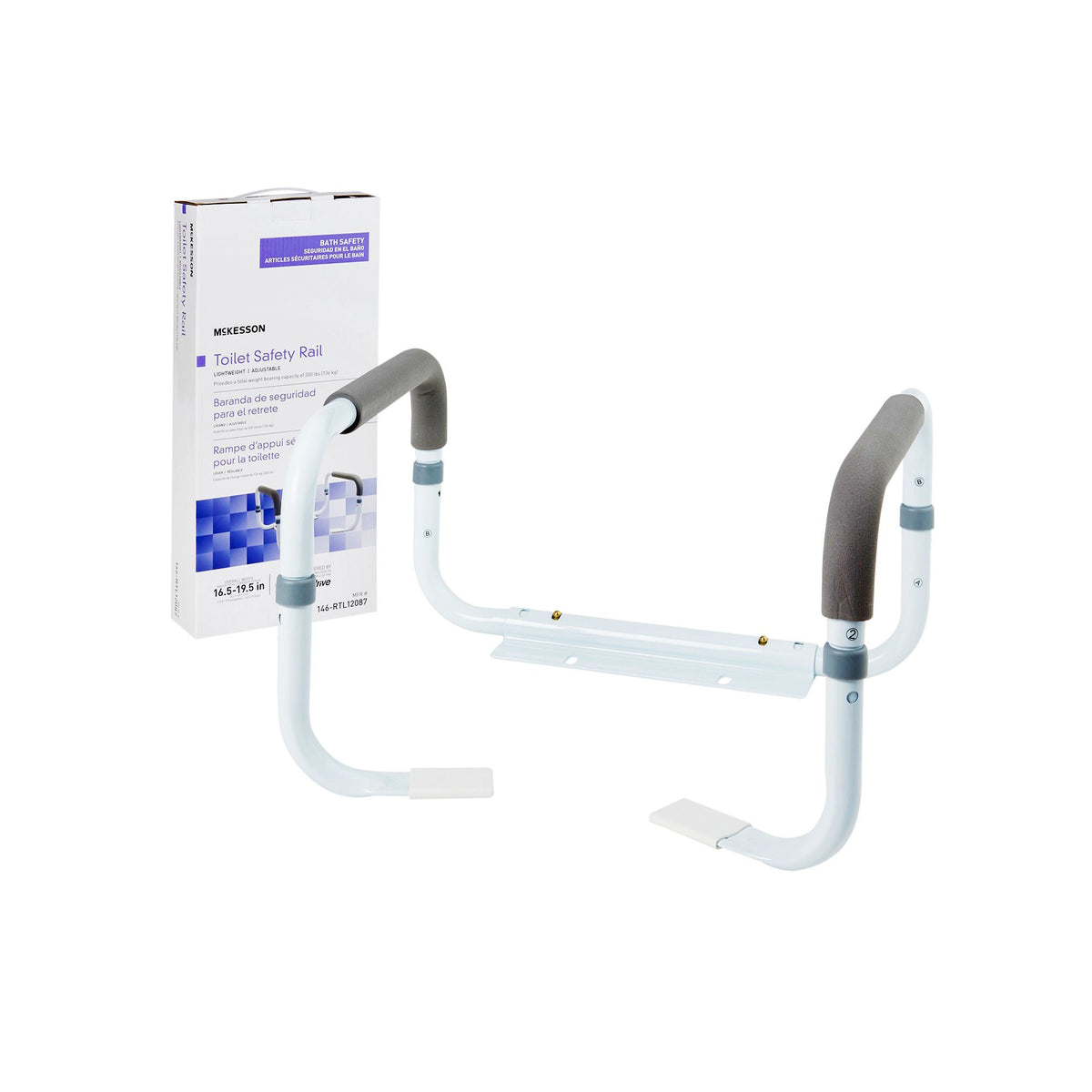 Toilet Safety Rail McKesson White Steel Case of 2