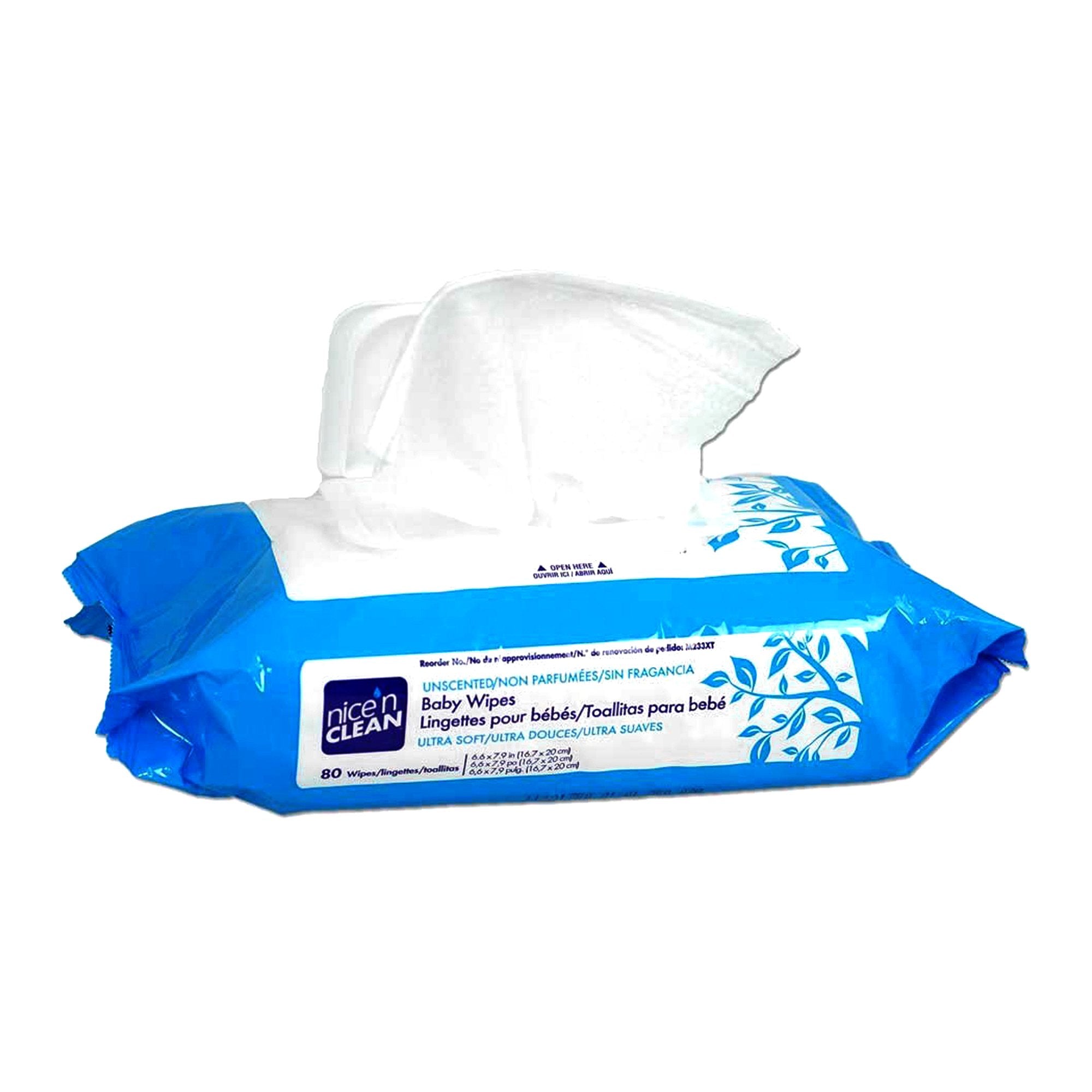 Toallitas húmedas para bebé Nice'n Clean Soft Pack sin perfume, 80 unidades, tipo de embalaje: caja
