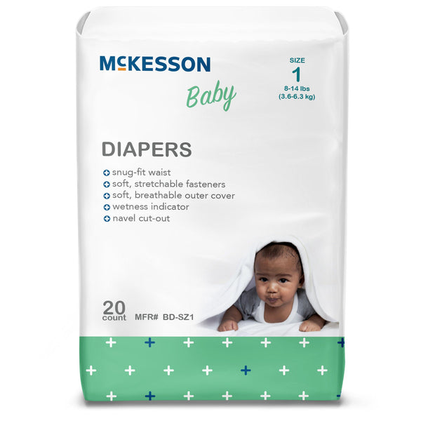 Unisex Baby Diaper McKesson Size 1 Disposable Heavy Absorbency| 6Bag/Case 1 · Case of 120