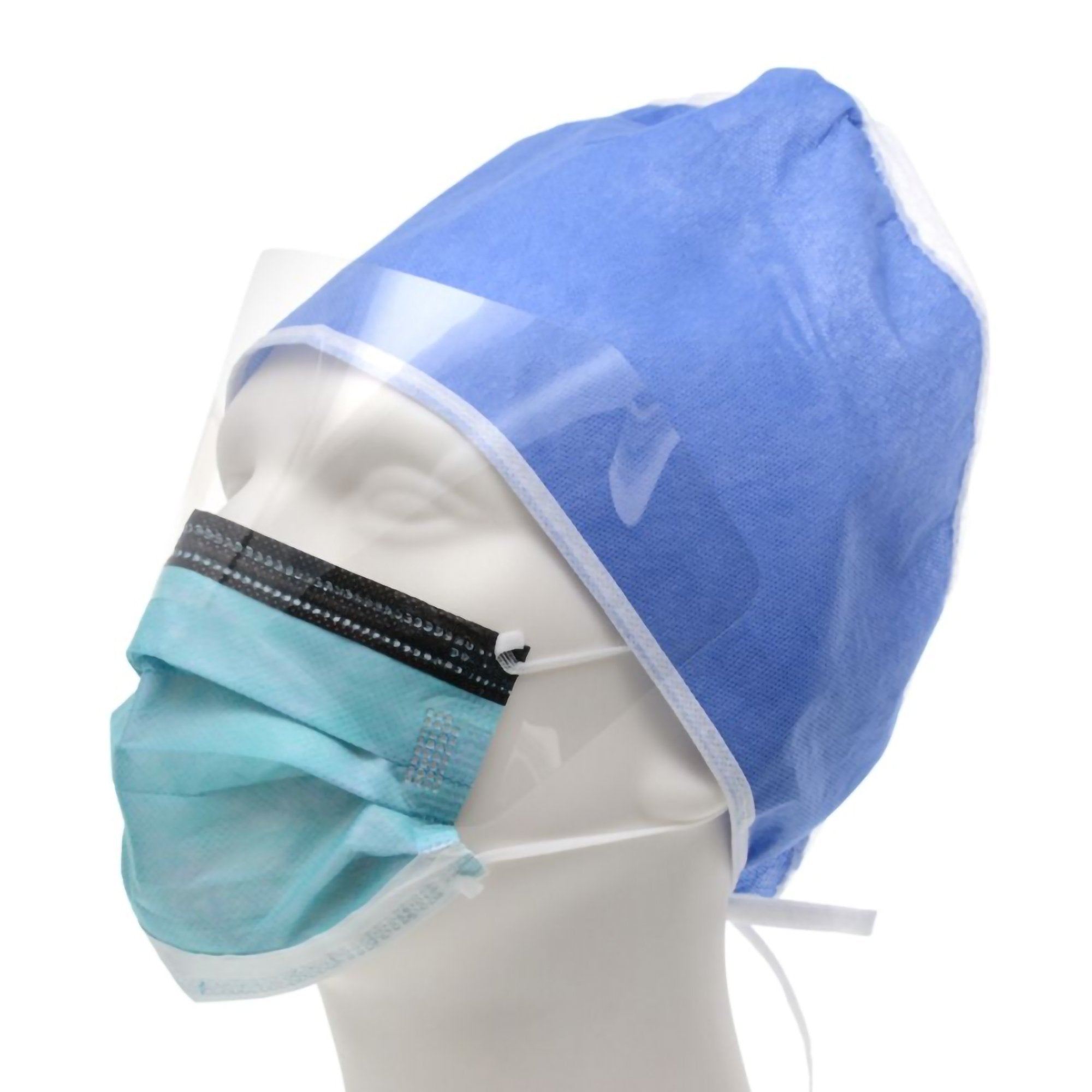 Procedure Mask with Eye Shield Cardinal Health Anti-fog Foam ASTM Level 3 Earloops One Size Fits Most, Packaging Type- Box