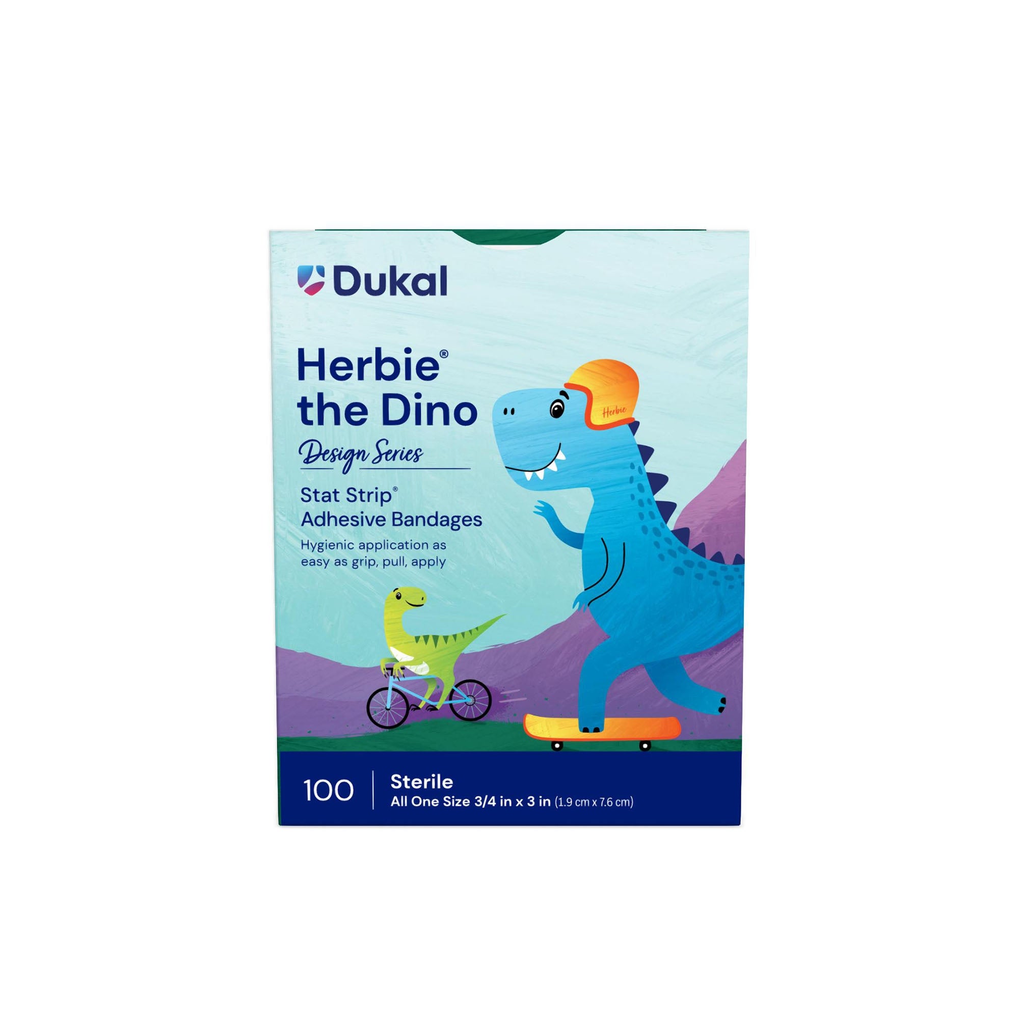 Adhesive Strip Designer Series with Stat Strip Technology 3/4 X 3 Inch Plastic Rectangle Kid Design (Herbie the Dinosaur) Sterile, Packaging Type- Case