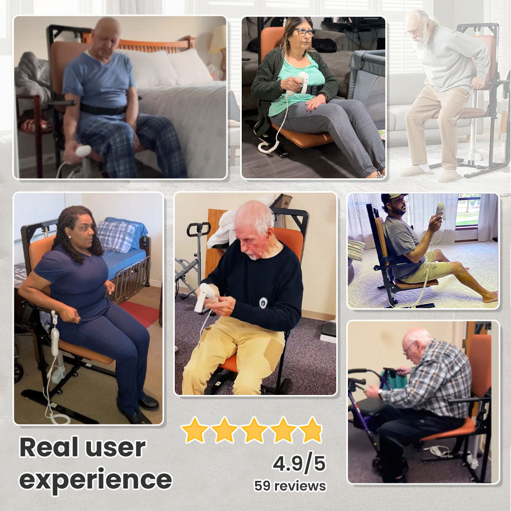 AX05 Sit-to-Stand Lift Chair-Heavy-Duty Mobility Aid for Adults & Seniors, PU Leather, Foldable & Portable, Supports 440 lbs