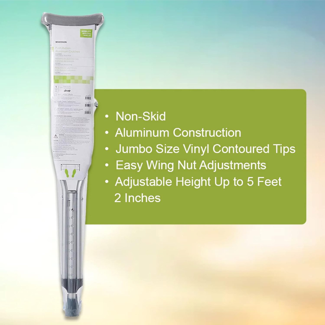 Underarm Crutches McKesson Youth 4 Foot 6 Inch to 5 Foot 2 Inch User Height Aluminum Frame 350 lbs. Weight Capacity, Packaging Type- Case