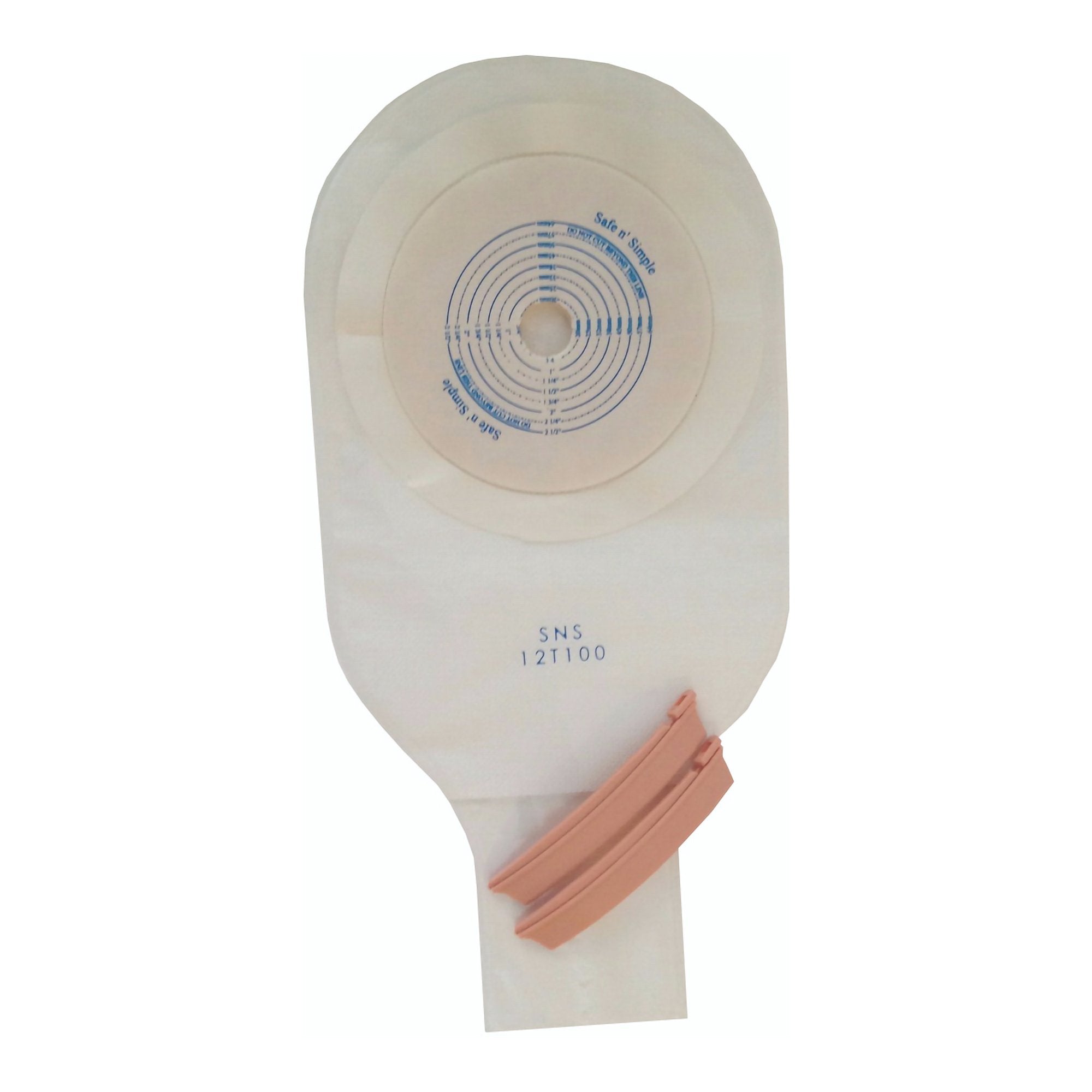 Ostomy Pouch Safe n Simple One-Piece System 12 Inch Length Flat, Trim to Fit Drainable
