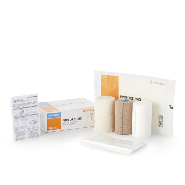 3 Layer Compression Bandage System Profore Lite Self Adherent / Tape Closure Tan / White NonSterile Low Compression