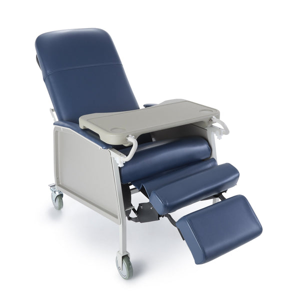 3 Position Recliner McKesson Blue Vinyl 2 Locking Casters