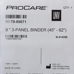 Abdominal Binder ProCare Premium One Size Fits Most Hook and Loop Closure 45 to 62 Inch Waist Circumference 9 Inch Height Adult, Packaging Type- Each